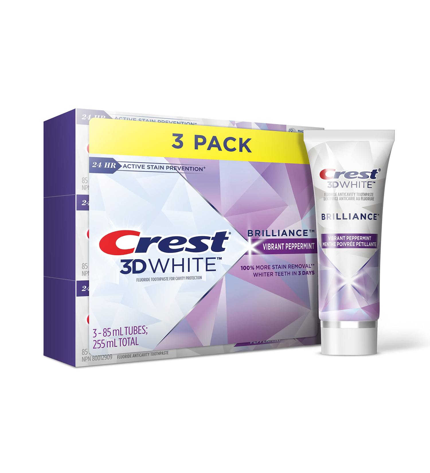 Crest 3D White Brilliance Toothpaste Vibrant Peppermint 85 mL (Pack of 3) - Buy Online on GoSupps.com