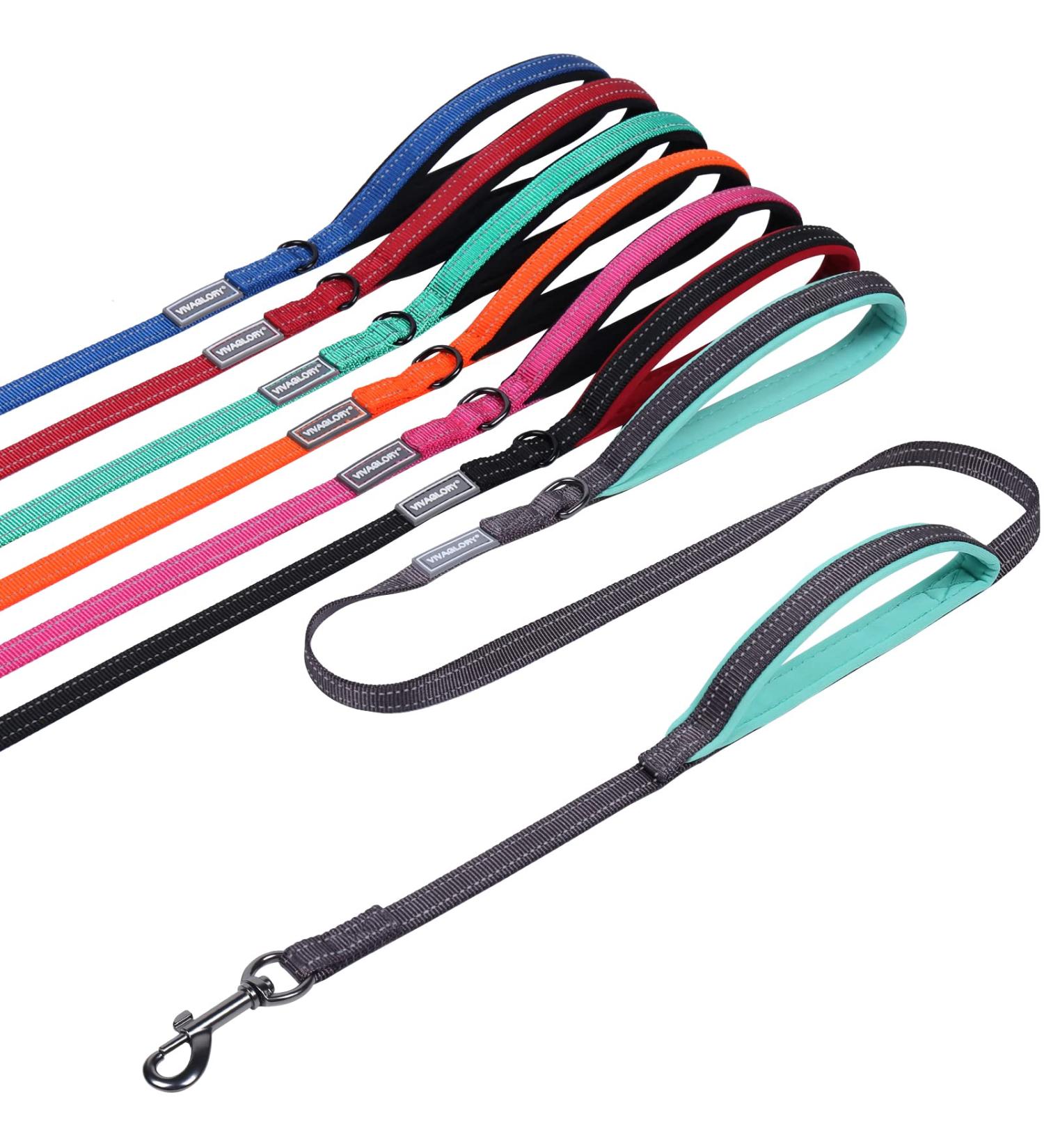 Vivaglory Traffic Handle Dog Leash - Two Padded Handles Reflective & Strong Metal Hook - 1.8m Training Line for Dogs - Gray - Buy Online on GoSupps.com
