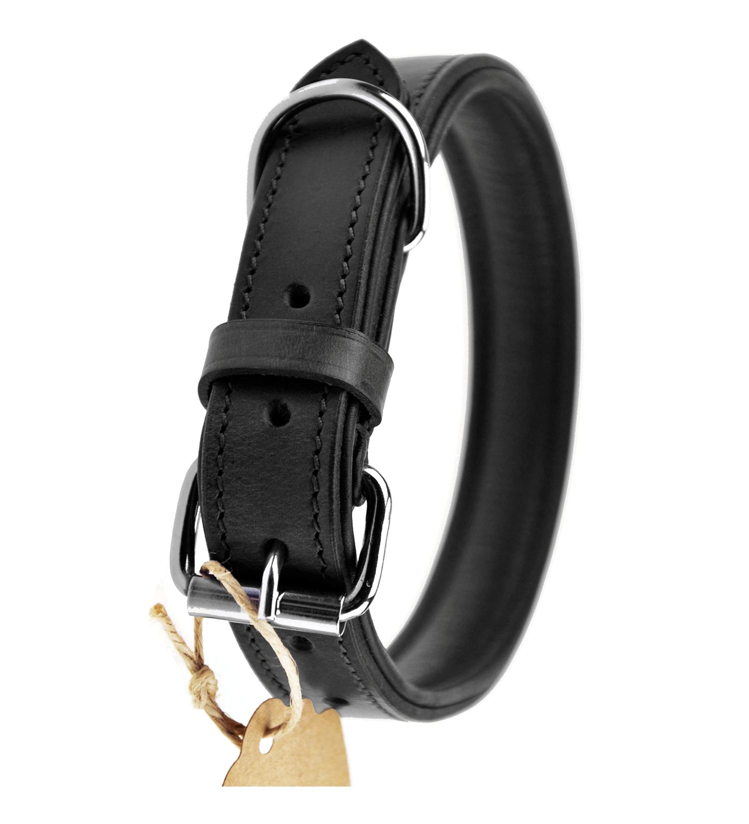 Premium Leather Sniffing Fans Dog Collar - Padded Robust & Adjustable for Large Medium Small Dogs (XXL - 55-65cm Black) - Buy Online on GoSupps.com