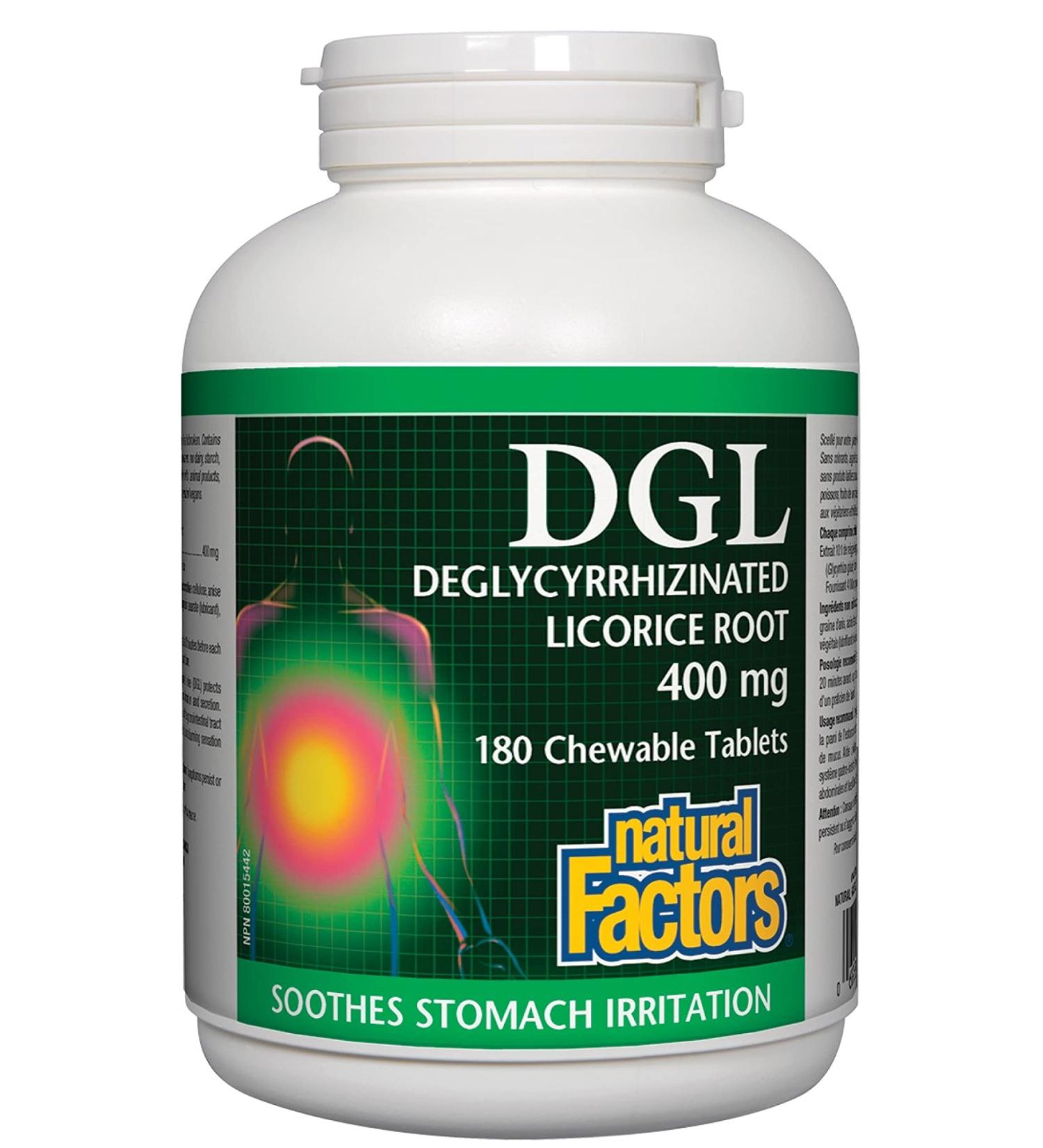 Natural Factors DGL Root Extract 180 Chewable Tablets | Digestive Health Support - Buy Online on GoSupps.com