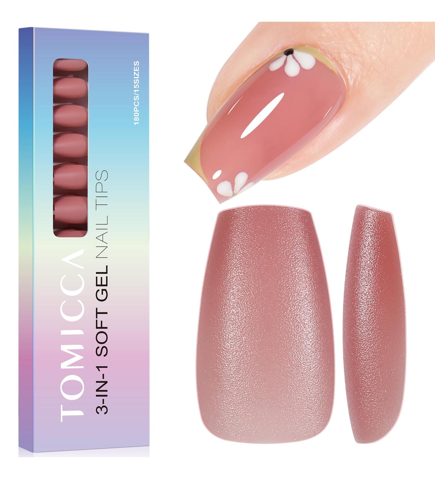 TOMICCA Short Coffin Nail Tips 180PCS in Dark Pink - Matte Finish, Pre-colored Soft Gel Nails for Nail Art Extensions - 15 Sizes, No Filing Needed - Buy Online on GoSupps.com