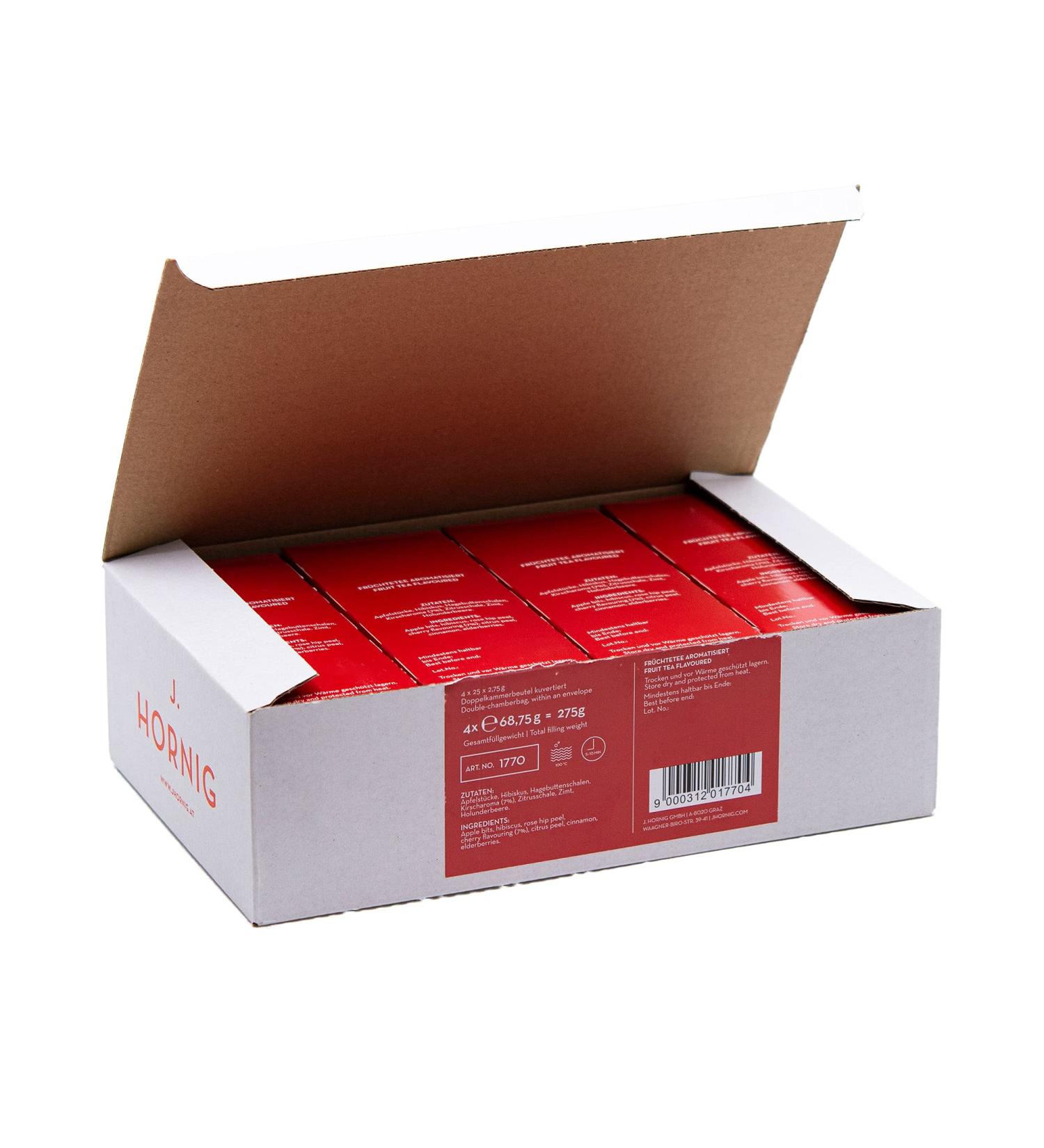 Buy J. Hornig Cherry Fruit Tea - Fruity-Sweet Flavor 100 Teabags (4x25 Bags) - International Shipping - Buy Online on GoSupps.com