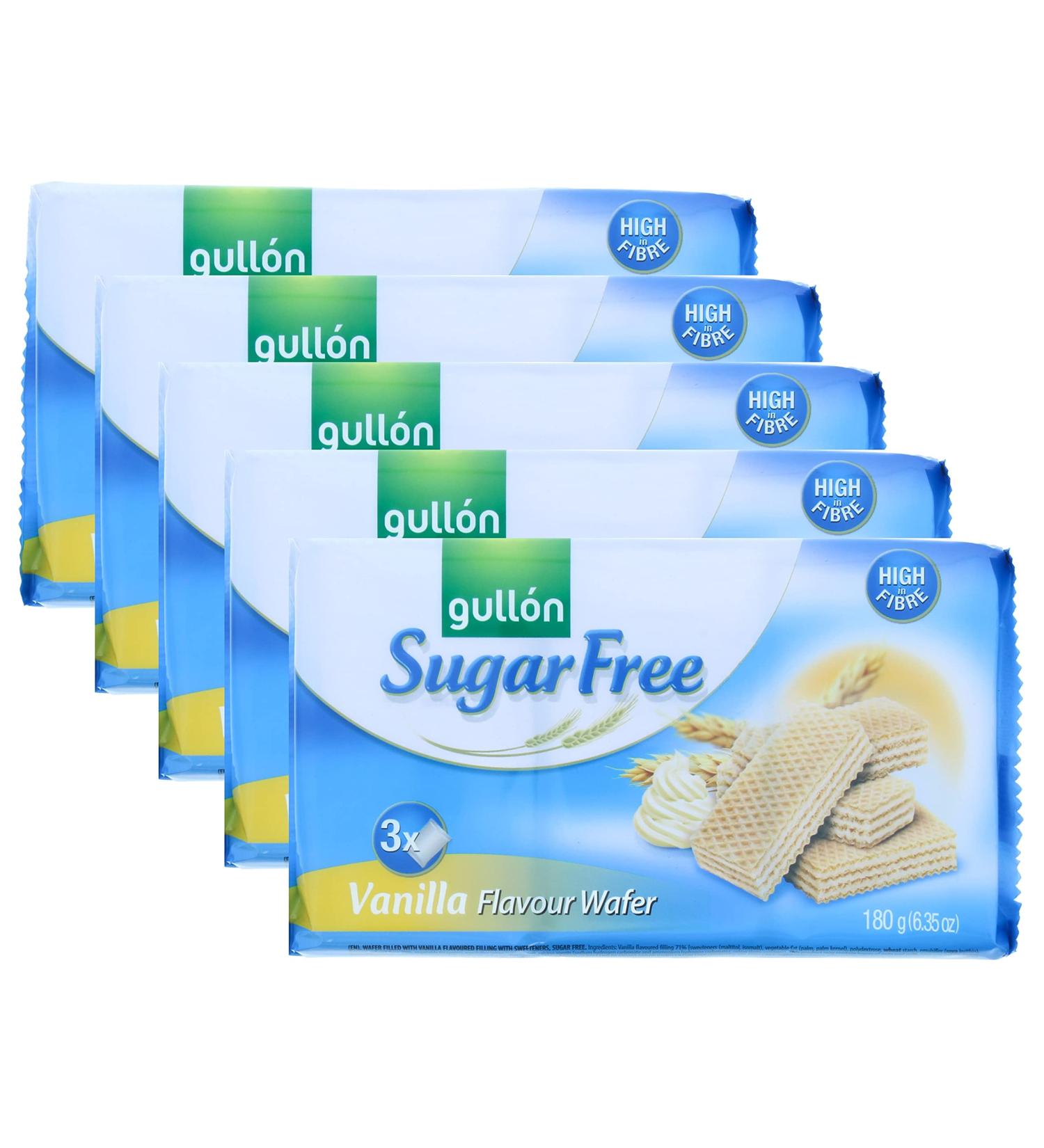 Gullon Set of 5 boxes of sugar-free vanilla waffles