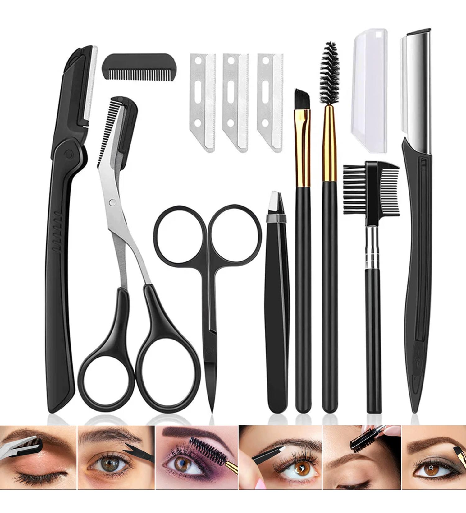 12 in 1 Eyebrow Trimmer Kit with Razor, Scissors, Comb, Brush, and Tweezers - Buy Online on GoSupps.com
