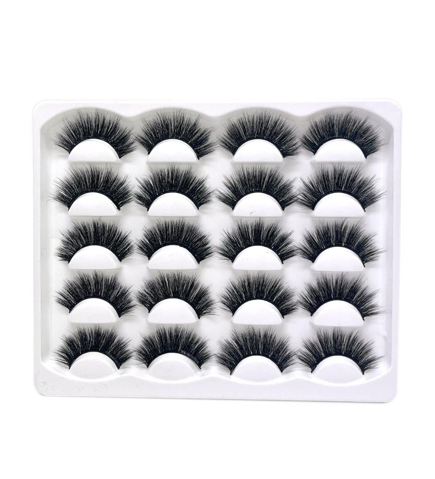 ENSMER False Eyelashes 10 Pairs Professional Reusable 3D Faux Mink Eyelashes Thick Fluffy Fake Eye lashes (A6) - Buy Online on GoSupps.com