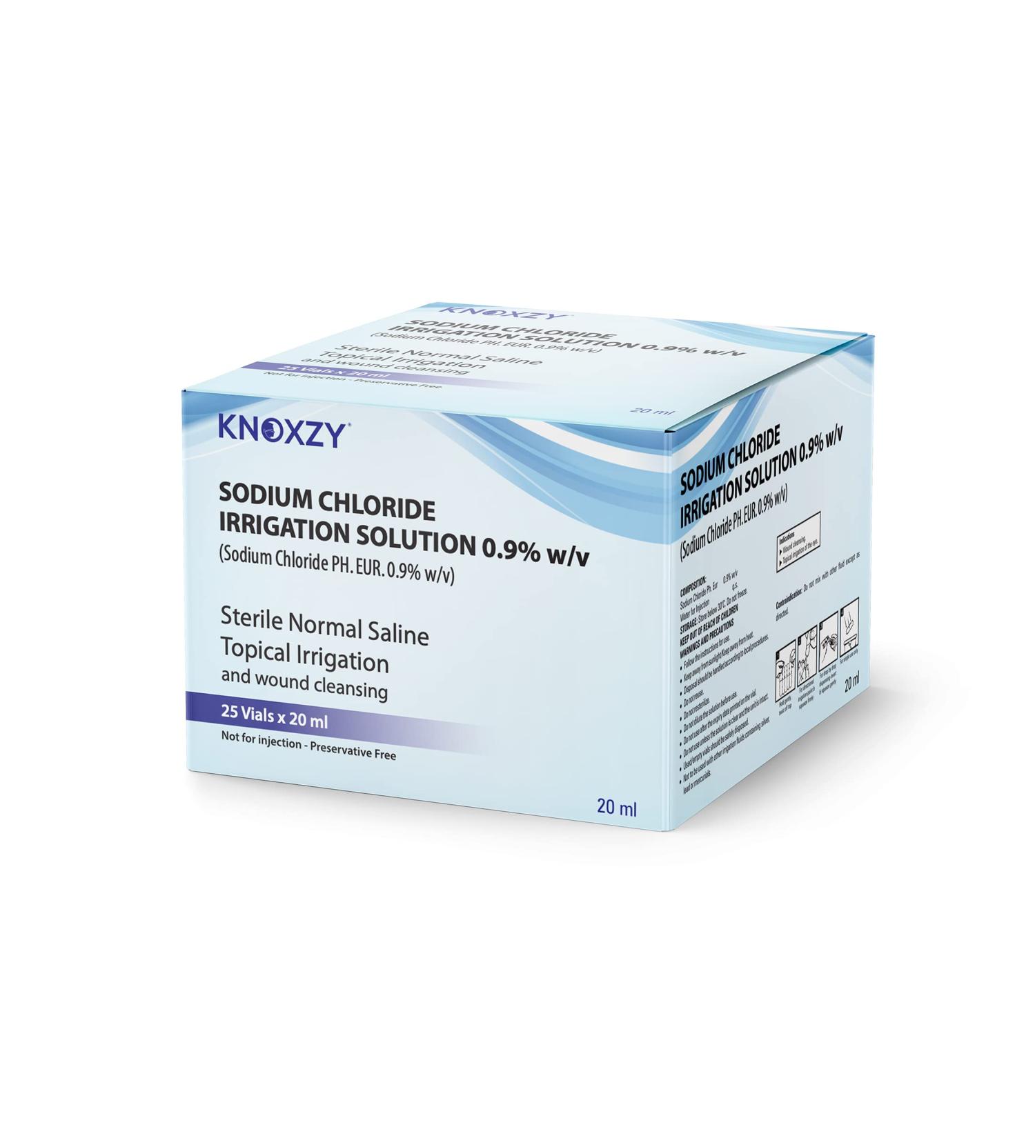 KNOXZY Sterile Saline Pods 20ml - Eye Wash & Wound Cleansing for Topical Irrigation | Pack of 25 - Buy Online on GoSupps.com