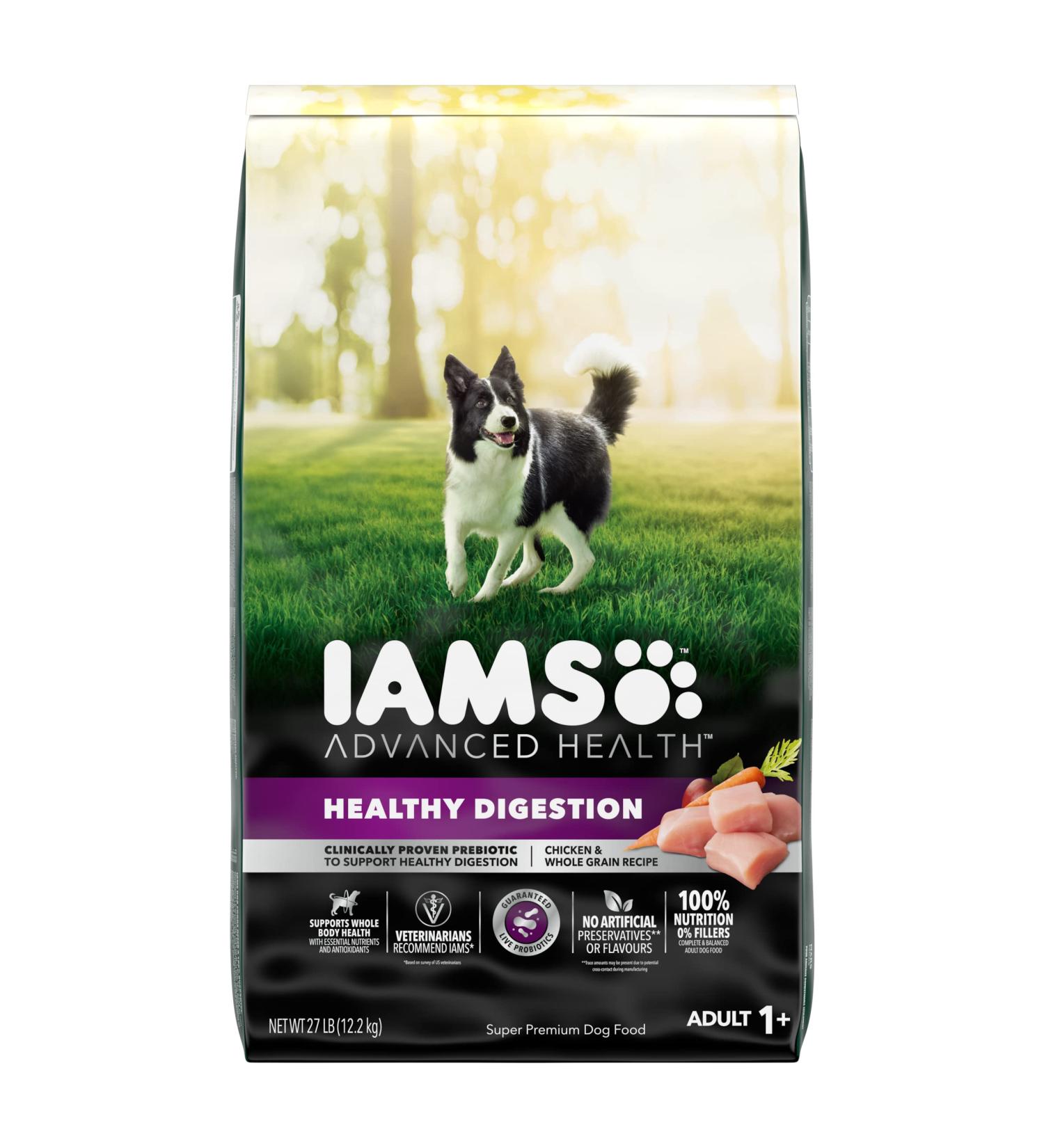 IAMS Advanced Health Dog Food Dry Healthy Digestion Adult Chicken & Whole Grain Recipe 12.2kg (27LB) Bag 12.2 kg (Pack of 1) Dog Food - Buy Online on GoSupps.com