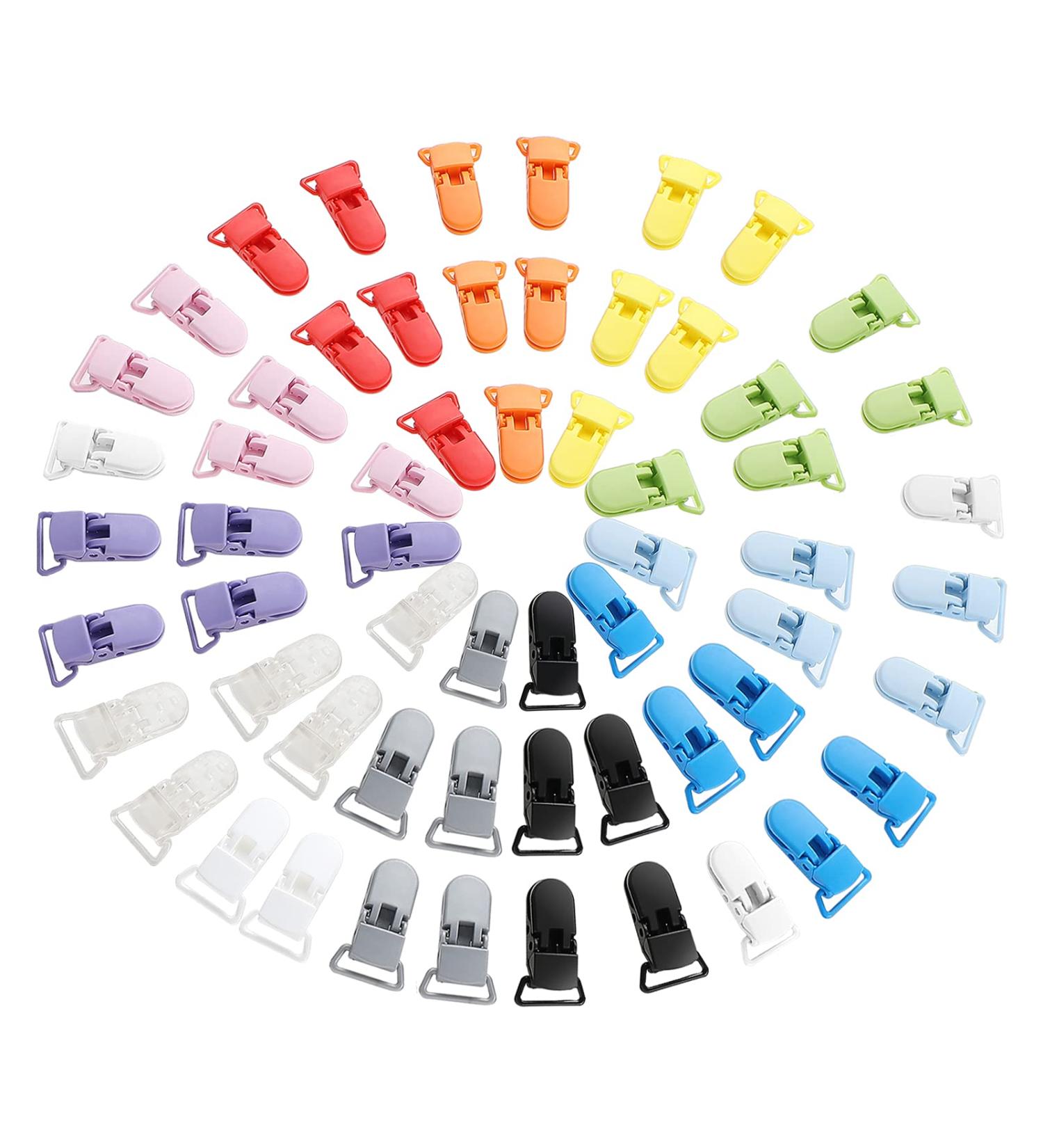 60-Count Plastic Pacifier Clips for DIY Baby Teething Toys - 12 Colors - Buy Online on GoSupps.com
