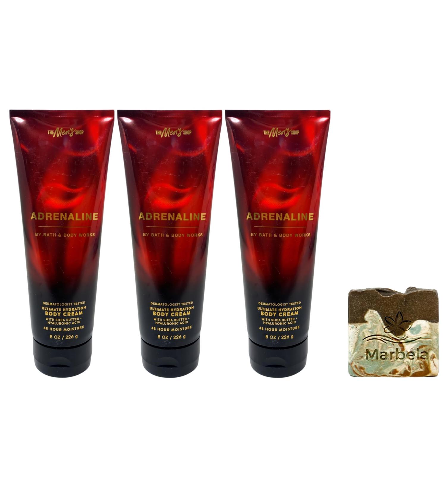 Bath & Body Works Adrenaline - 3 Body Creams with a Cabin Spice Soap - Buy Online on GoSupps.com