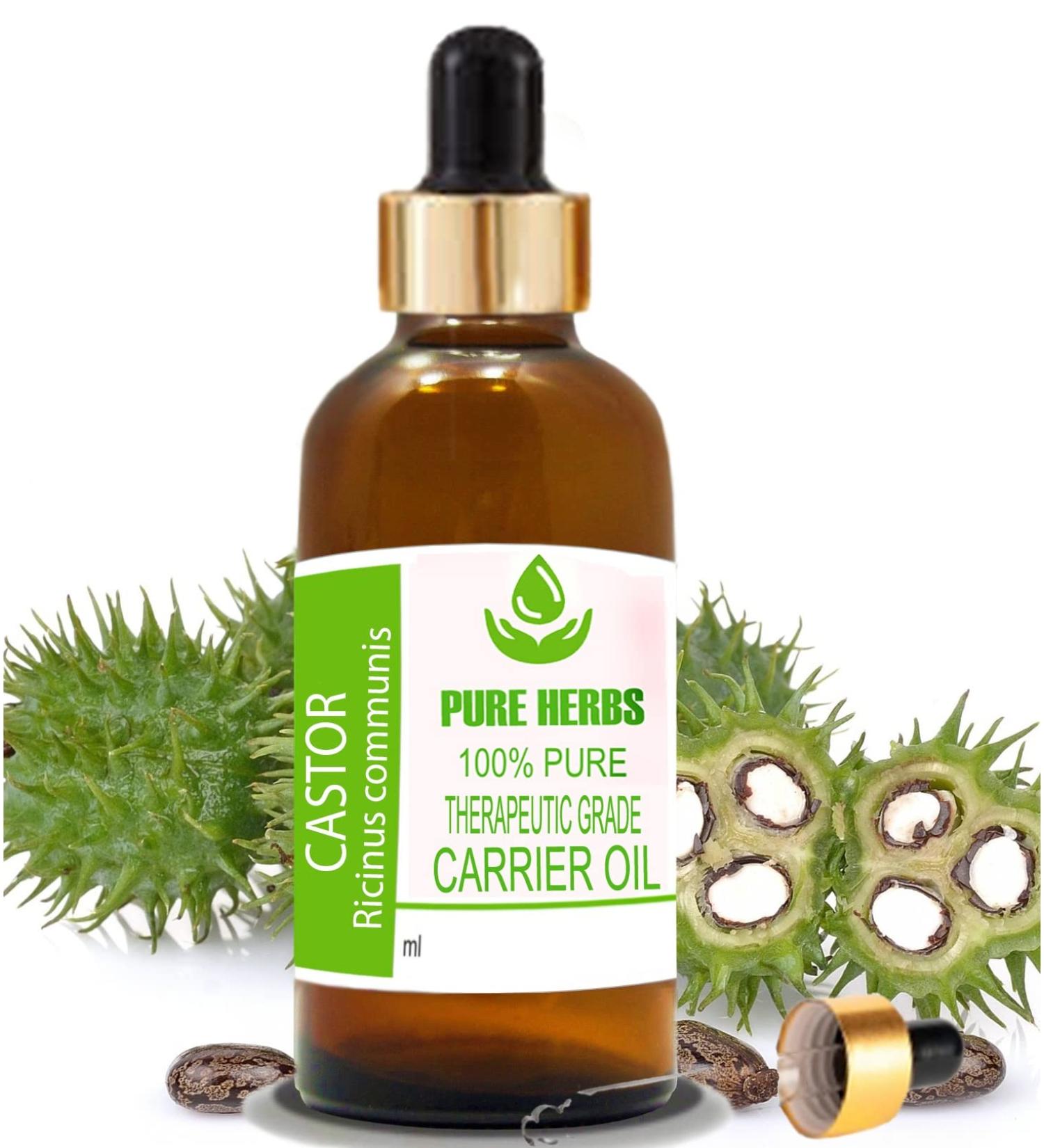 Pure Herbs Castor Oil - 15ml Natural Therapeutic Carrier Oil with Pipette | Organic Ricinus Communis for Skincare & Beauty - Buy Online on GoSupps.com