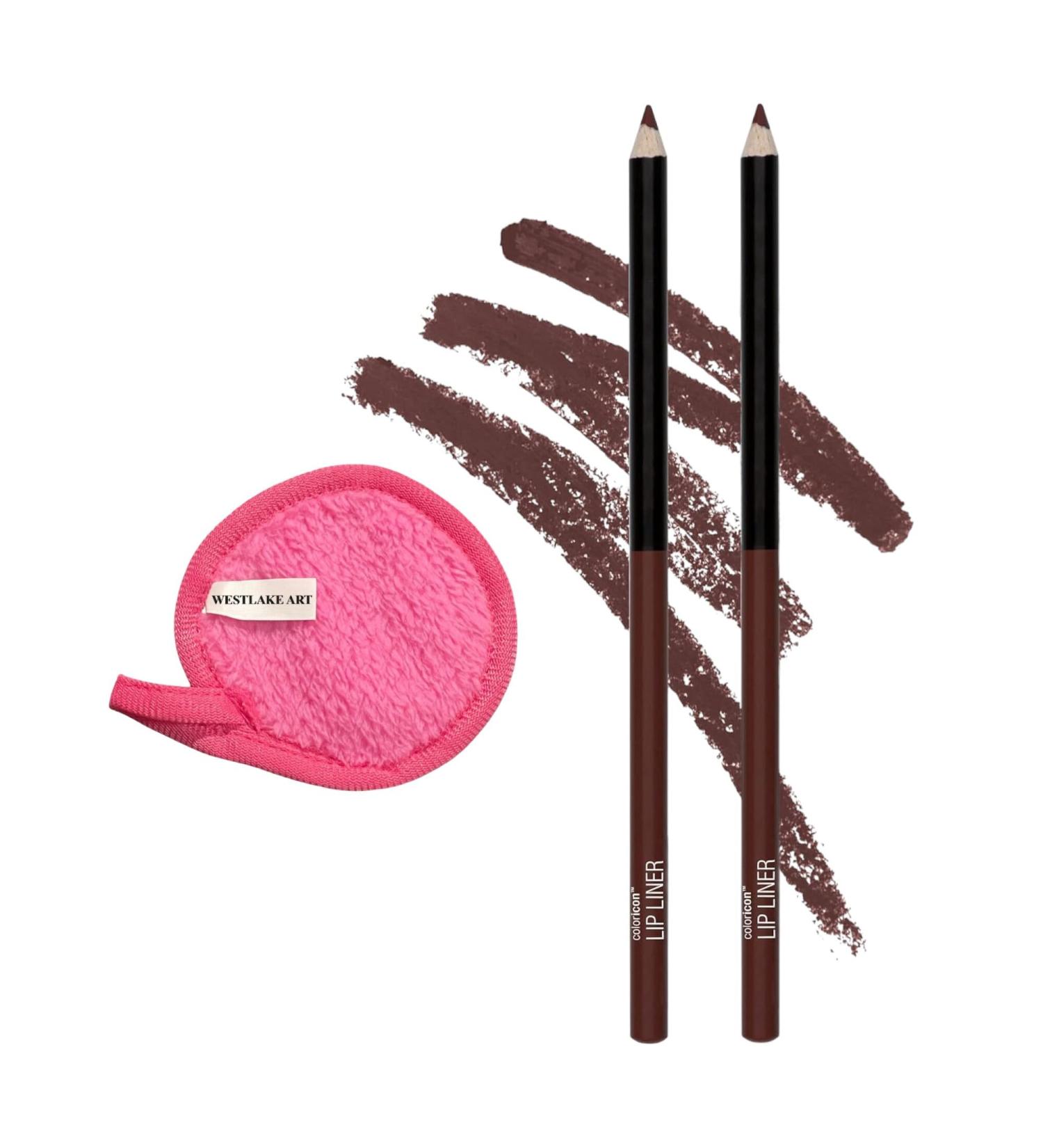 Brandy Wine Lip Liner Pencil & Makeup Cleansing Cloth Bundle | Creamy Waterproof Formula with Vitamins E & C - Long-Lasting Lip Pencils for Women Pack of 2 - Buy Online on GoSupps.com