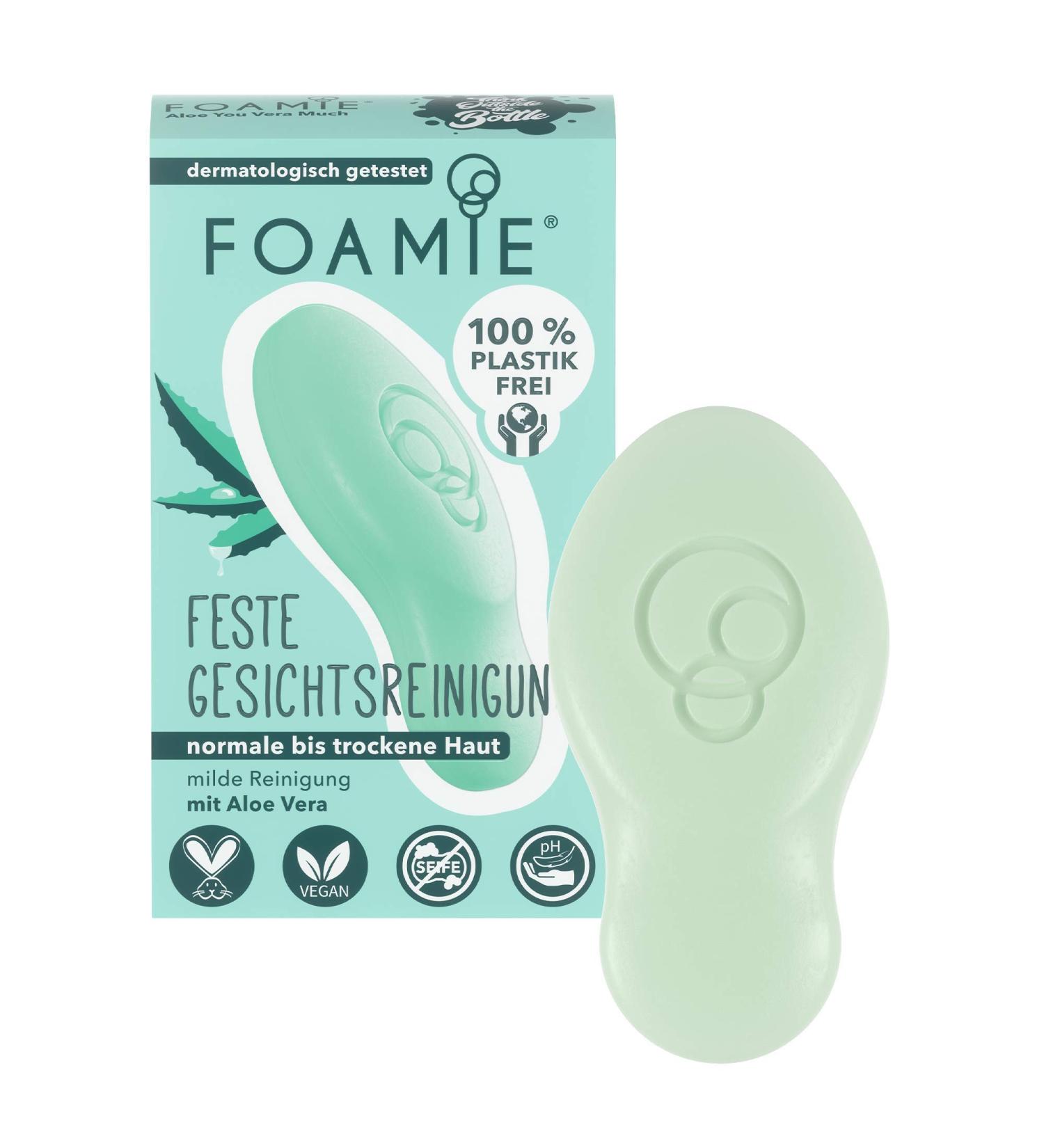 Foamy Solid Facial Cleanser for Dry Skin - Aloe Vera & Almond Milk 100% Vegan Plastic-Free 60g - Buy Online on GoSupps.com