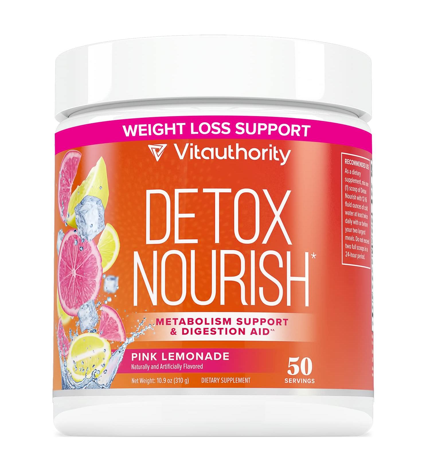 Detox Nourish Cleanse Weight Loss Powder with Apple Cider Vinegar - Pink Lemonade | Digestive Enzyme Supplement for Healthy Weight Loss & Bloating Relief | 50 Servings - Buy Online on GoSupps.com