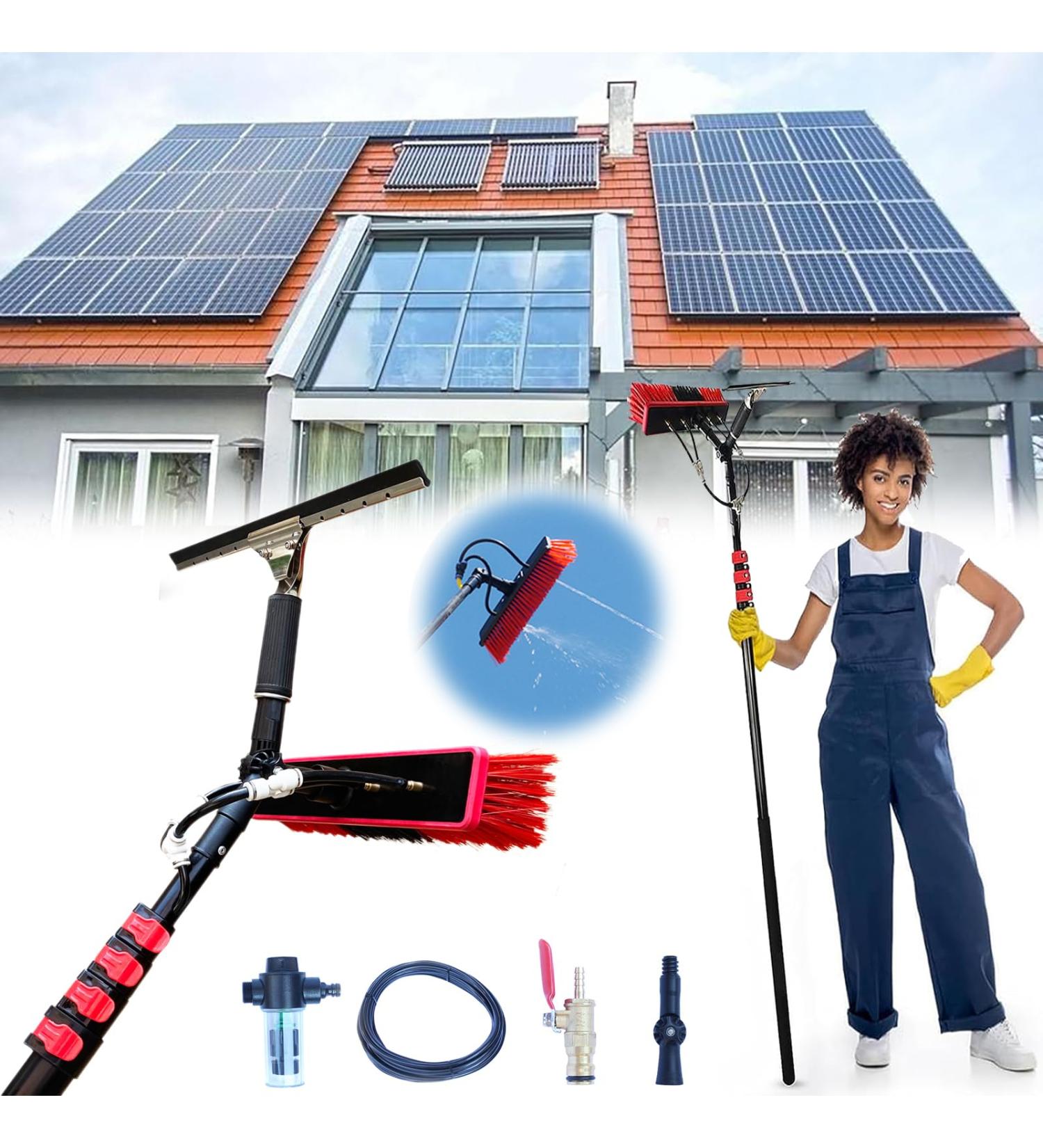 3.6-6 M Washing Kit: Water Fed Telescopic Brush Squeegee and Soap Dispenser Window Cleaning Pole Window Cleaner Equipment Car Cleaning Brush (35cm Brush Head 3.6M) 35cm Brush Head 3.6M - Buy Online on GoSupps.com