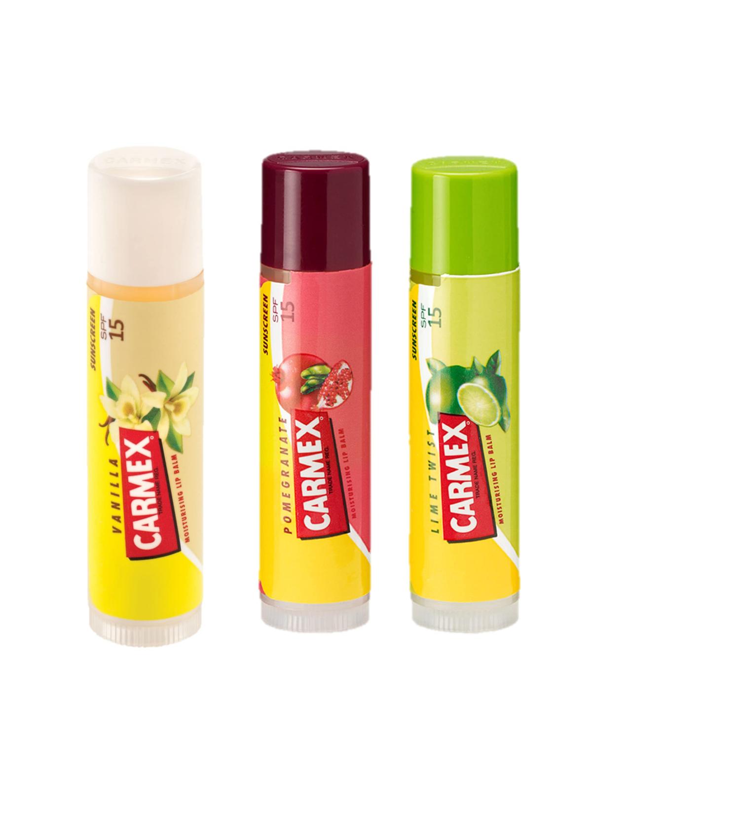 Carmex Vanilla Lime & Pomegranate Stick 3-Pieces Mixed Pack 3 Piece Set - Buy Online on GoSupps.com