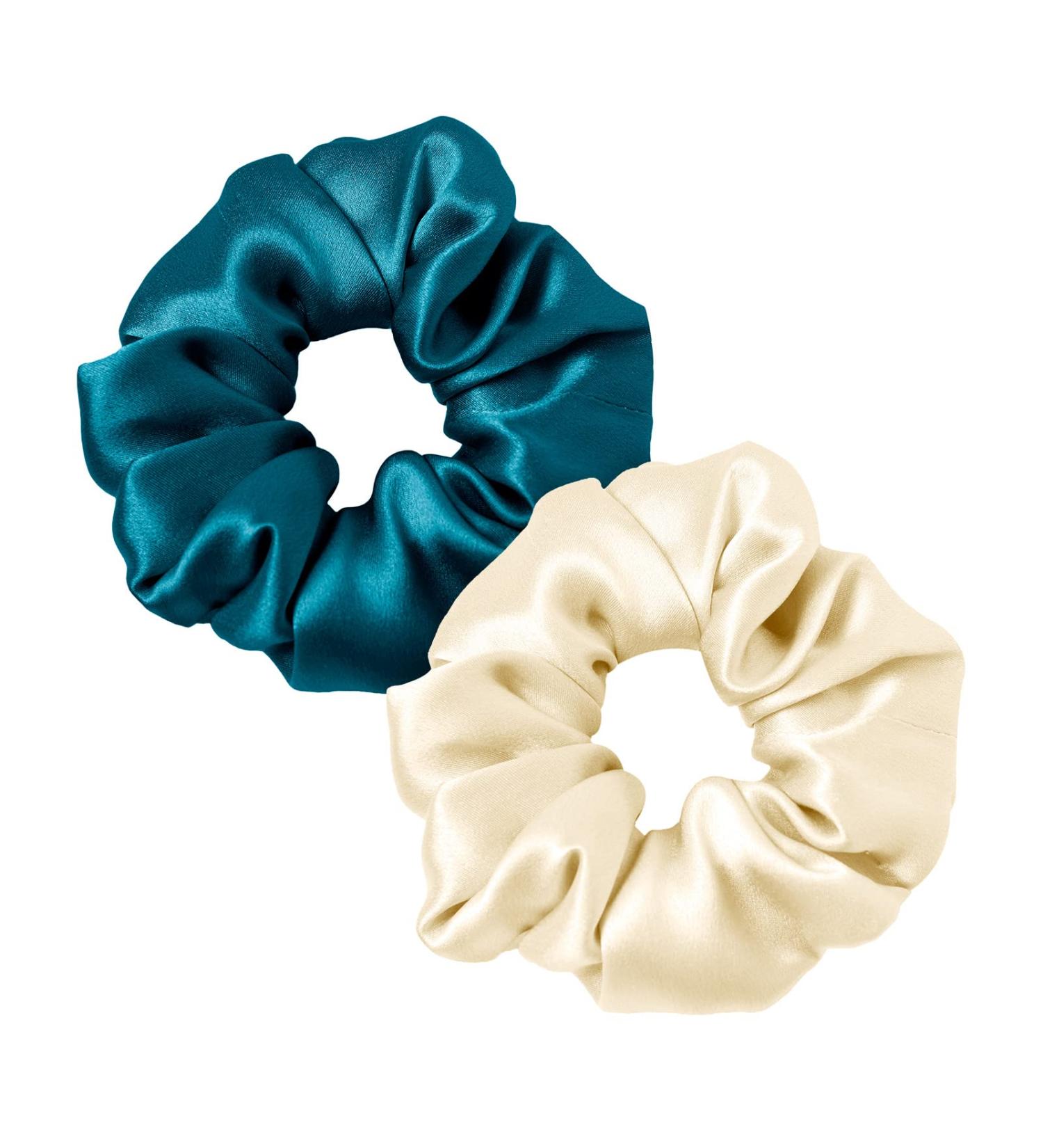 Lilysilk 100% Silk Hair Rings - Ladies Ponytail Bracket & Reusable Hair Ties (Turquoise + Charcoal 2 Pieces) - Buy Online on GoSupps.com