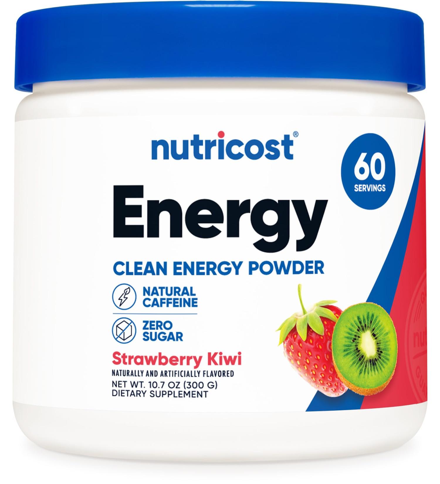 Nutricost Energy Complex Strawberry Kiwi - 300g Clean Energy Powder 60 Servings | Premium Dietary Supplement for Boosted Performance - Buy Online on GoSupps.com