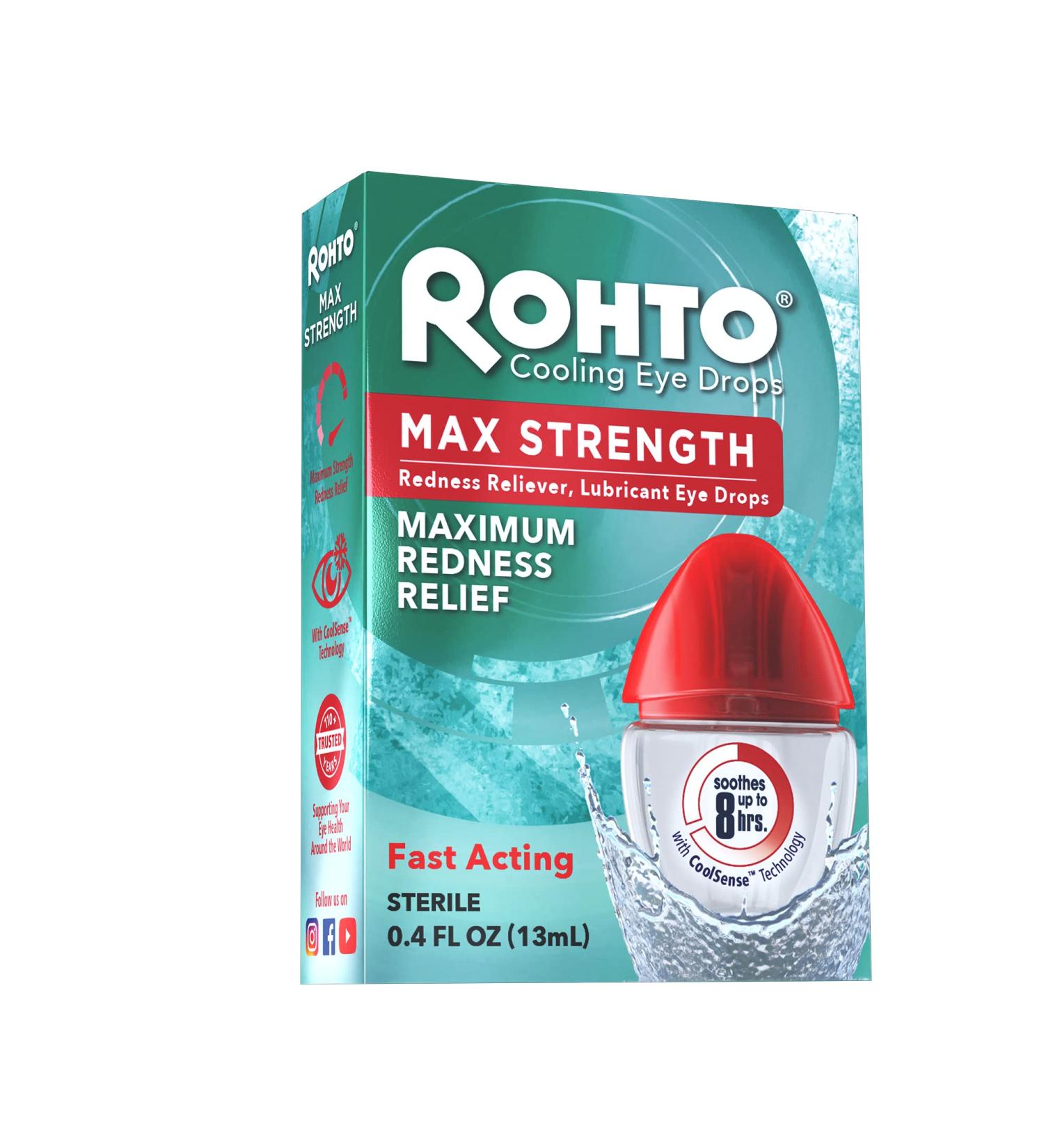 Rohto Cooling Eye Drops - Maximum Redness Relief (0.4 fl oz Pack of 2) | Fast International Shipping - Buy Online on GoSupps.com
