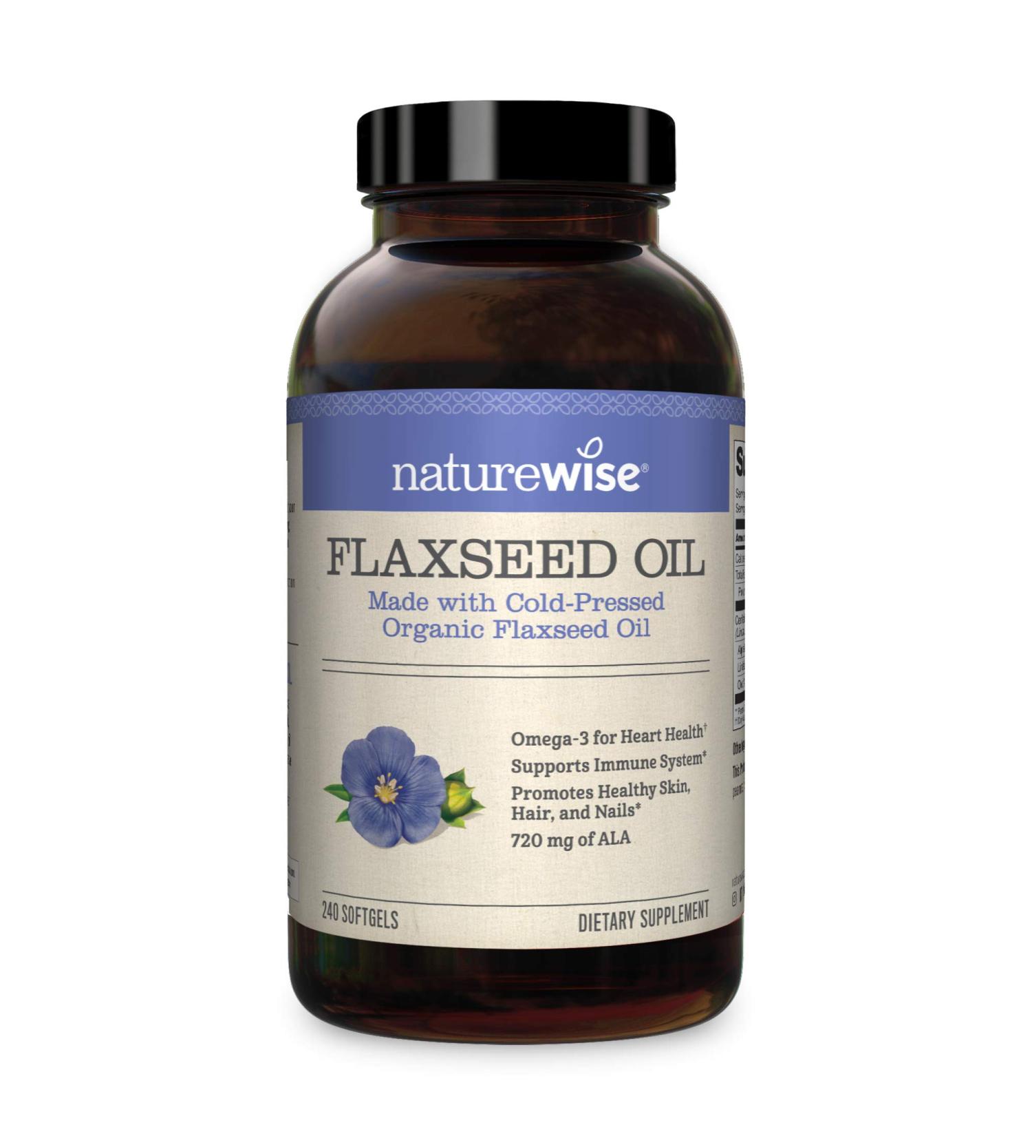 NatureWise Flaxseed Oil 240 Softgels - Premium Omega-3 & Omega-6 Supplement - Buy Online on GoSupps.com