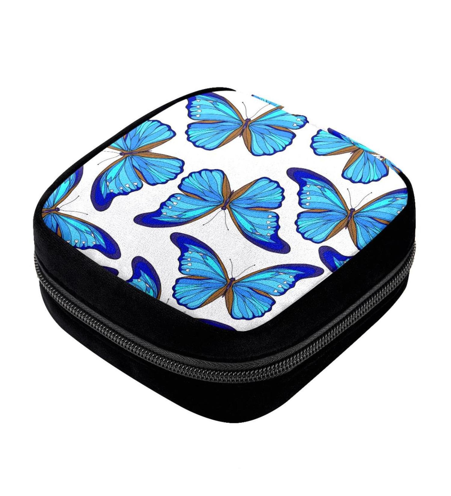 GIAPB Period Bag | Sanitary Napkin Storage Holder | Blue Butterfly Makeup Pouch | Color4452 - Buy Online on GoSupps.com