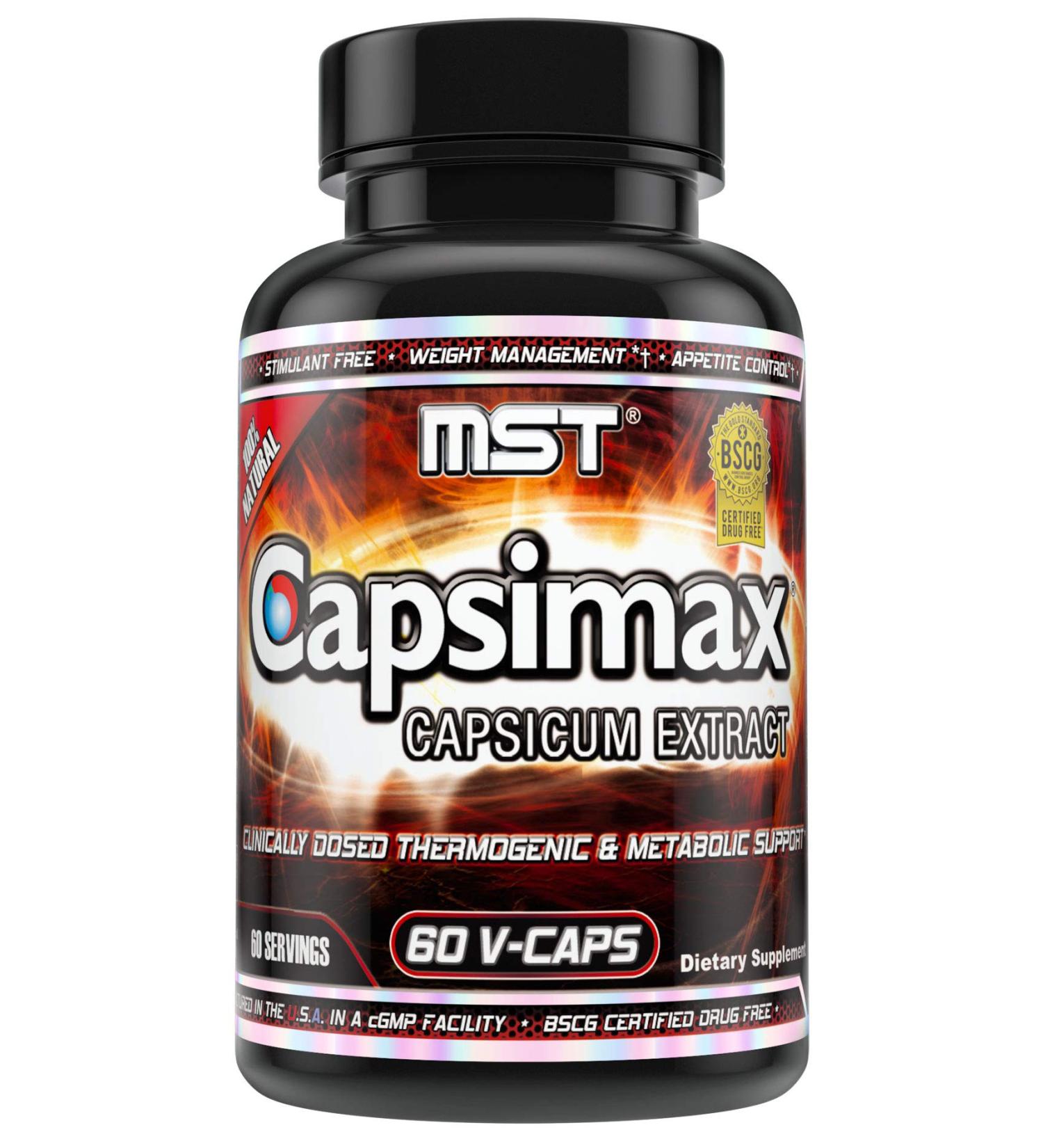 Capsimax 100mg V Capsules - 60 Servings | MST Clinically Dosed Weight Management Supplement for Thermogenic Results, Appetite Control & Metabolic Health - Stimulant Free (BSCG Certified) - Buy Online on GoSupps.com