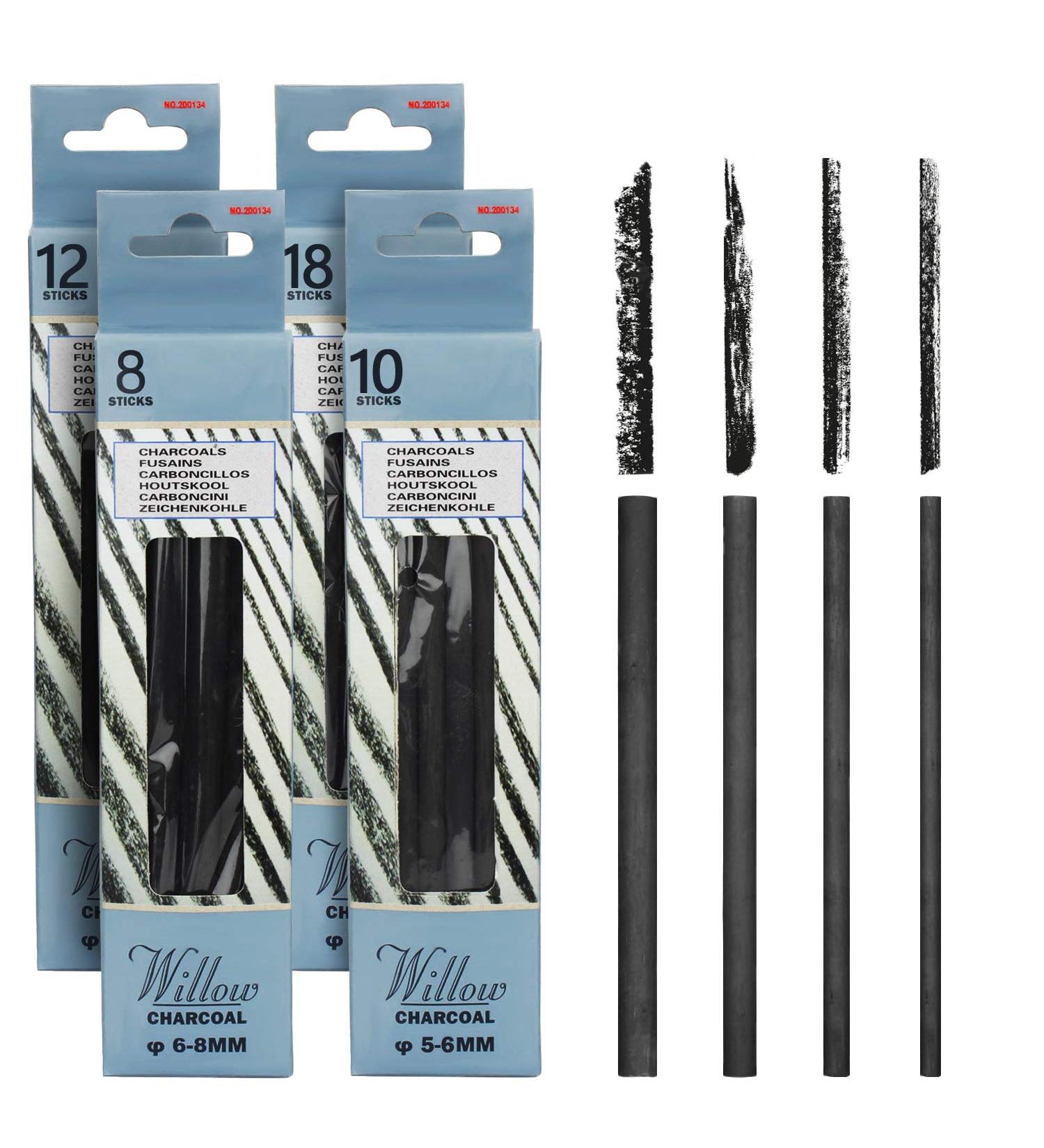 Vine Charcoal & Willow Charcoal Pencils Set for Artists Drawing - 48 PCS - Buy Online on GoSupps.com