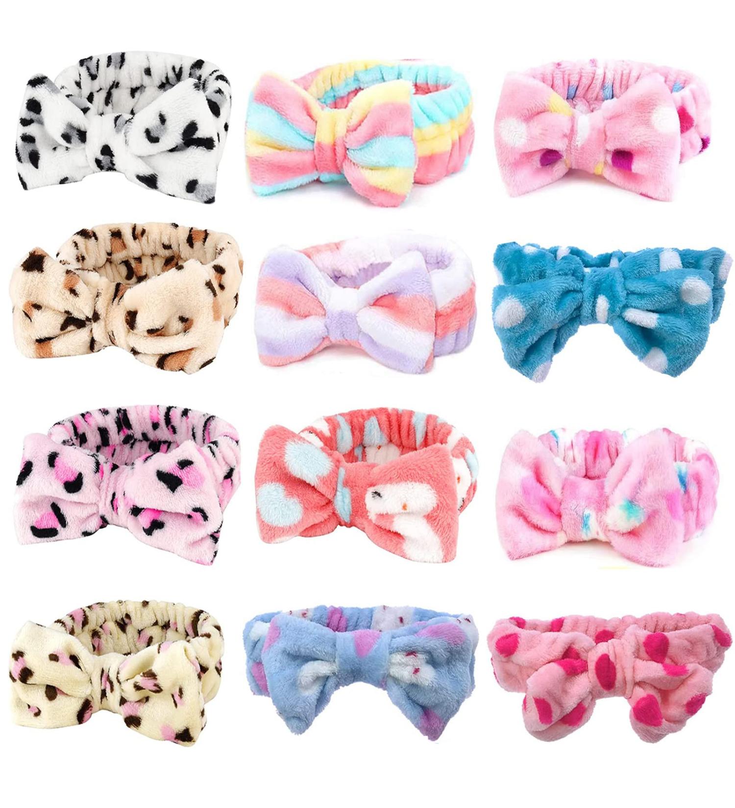 Tomolucky Direct 12pcs Makeup Headbands - Coral Fleece Head Wraps for Women, Spa, Shower, Sports, Yoga - Multi-colored - Buy Online on GoSupps.com