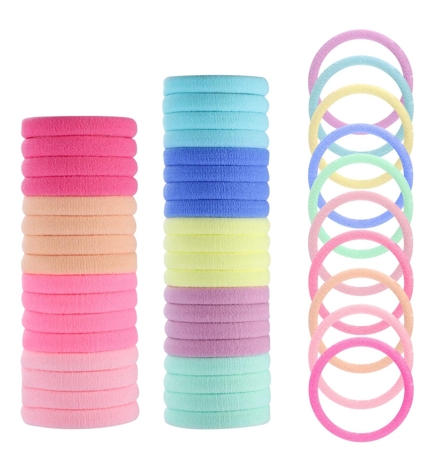 100 Colorful Elastic Hair Ties for Girls - Strong Stretch Rubber Bands | Metal-Free | Christmas Gifts | 4.3cm - 6 Colors - Buy Online on GoSupps.com