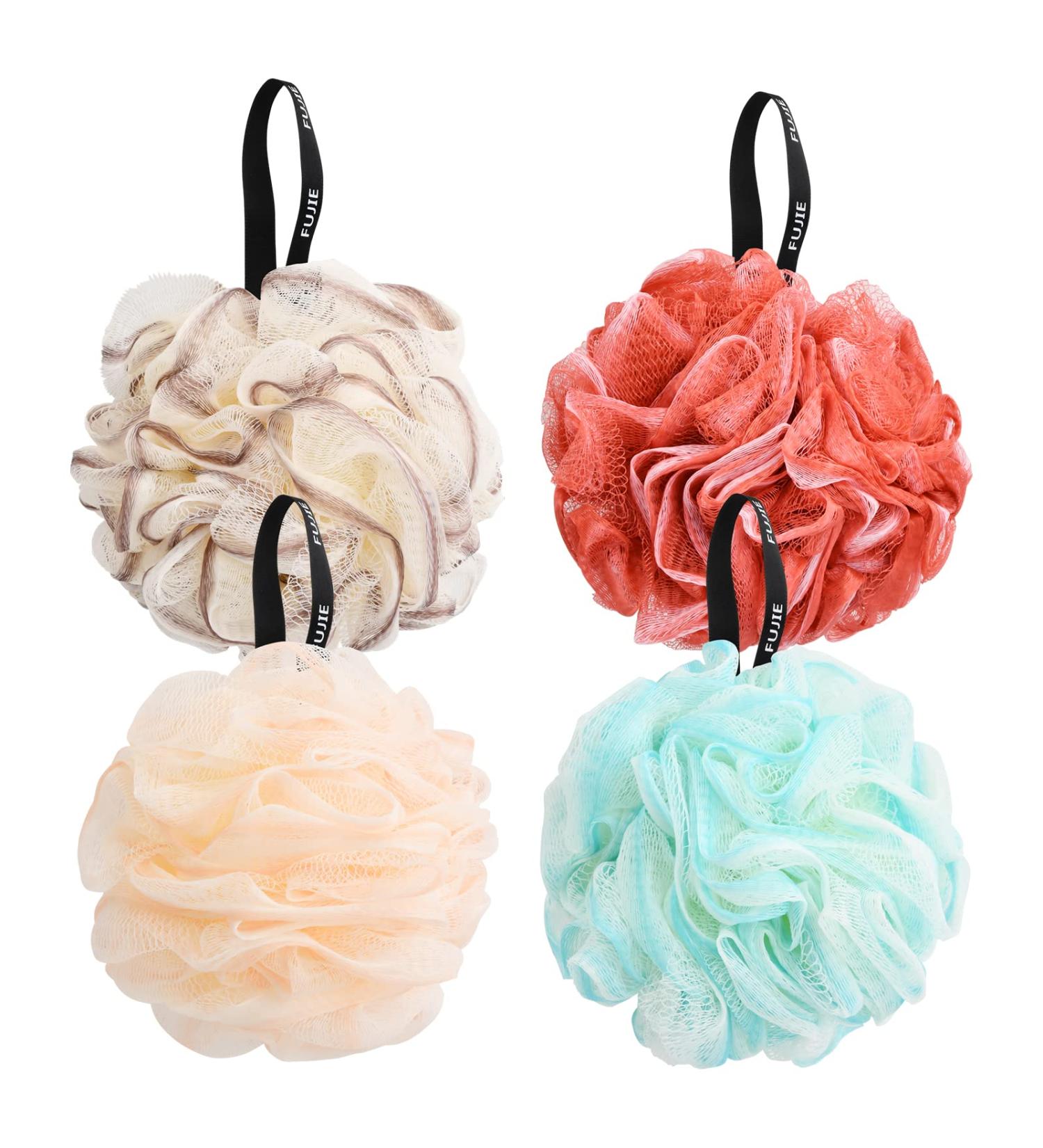 Buy 4-Piece Bathing Sponge Set | Soft Luffa Body Scrubbers for Men & Women - Comfortable Shower Accessories - Buy Online on GoSupps.com