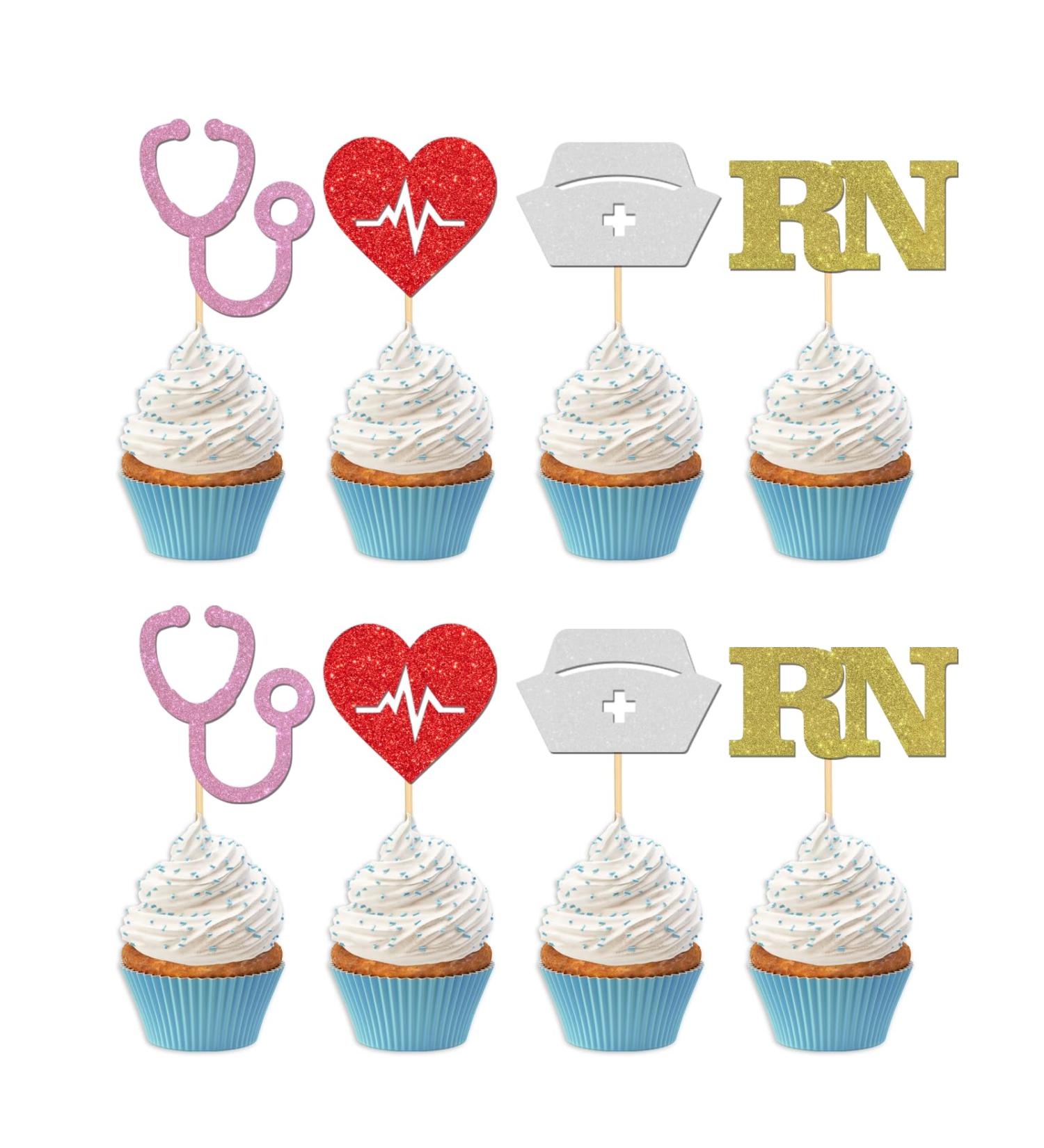 ShuanQ Congrats RN Cupcake Toppers - Nurse Graduation Party Decoration Cupcake Picks - Nursing School Survivor Grad Theme Cupcake Decor - Buy Online on GoSupps.com