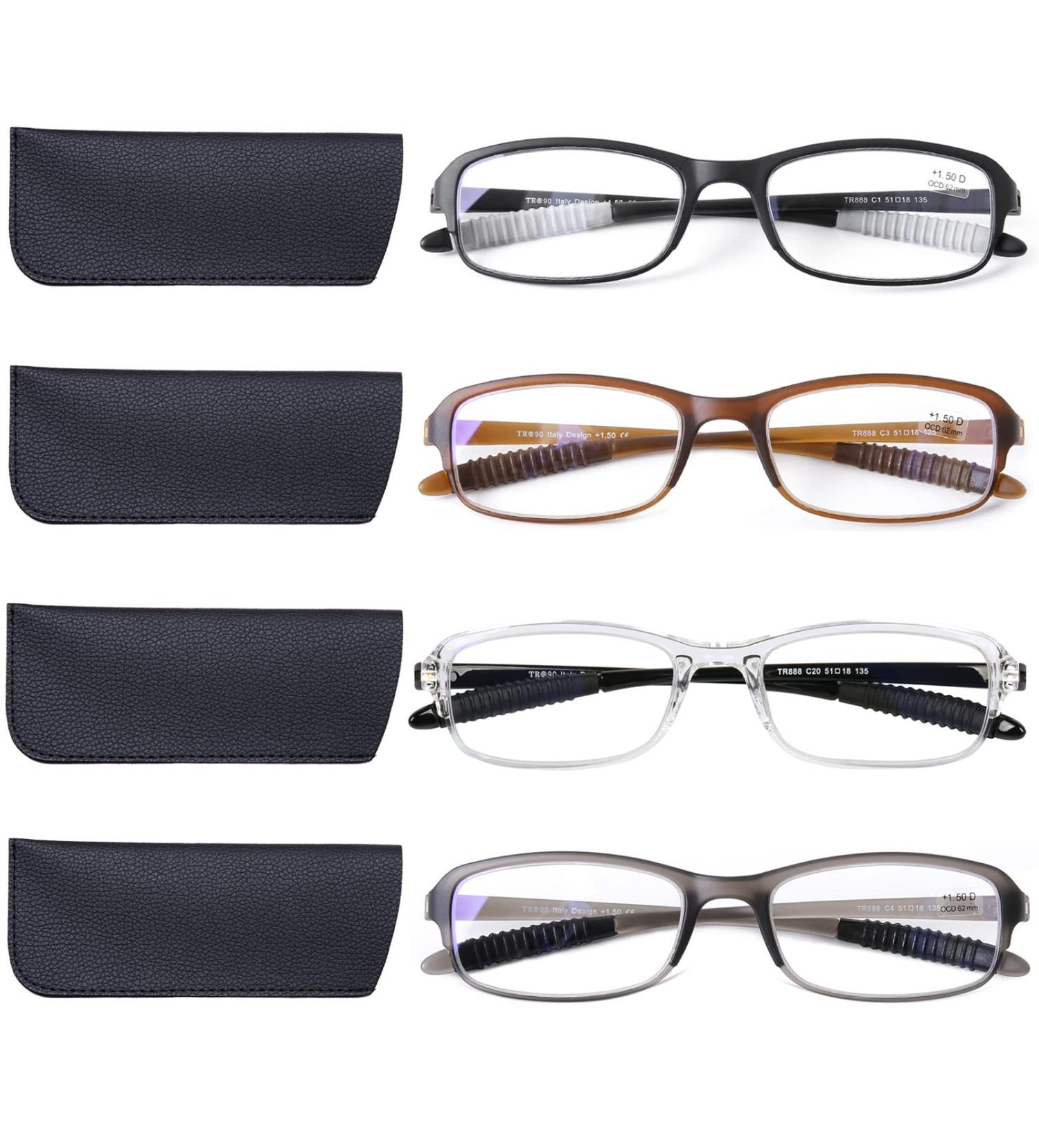 DOOViC 4 Pack Blue Light Blocking Reading Glasses 1.75 Strength for Women Men - TR90 Flexible Lightweight Readers - 4 Colors - Buy Online on GoSupps.com