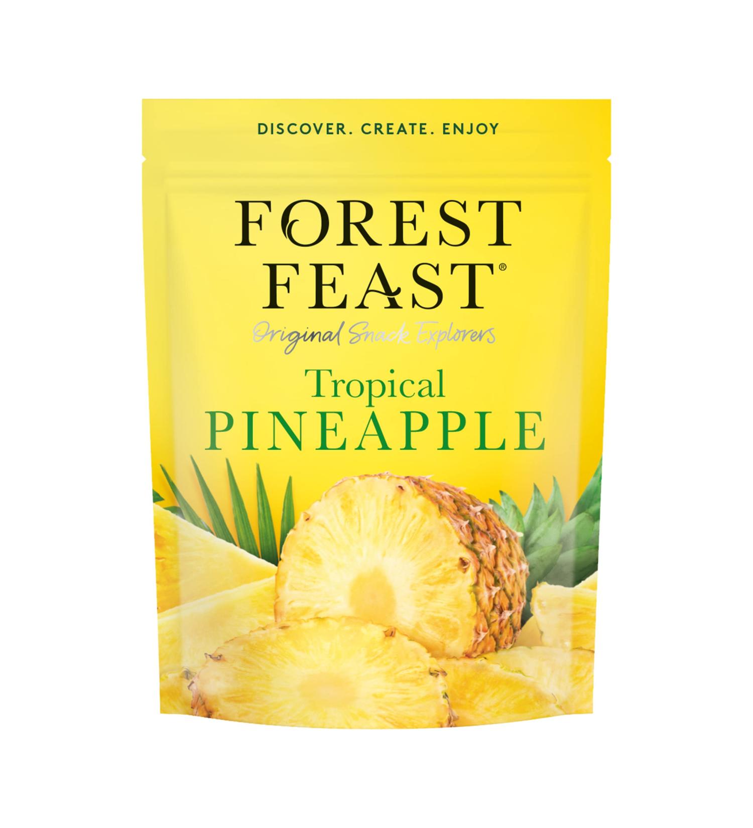 FOREST FEAST Tropical Pineapple 6 x 120g | Dried Fruit Healthy Snack Option with 100% Natural Dried Pineapple with No Added Sugar High in Fibre & Low Fat - Buy Online on GoSupps.com