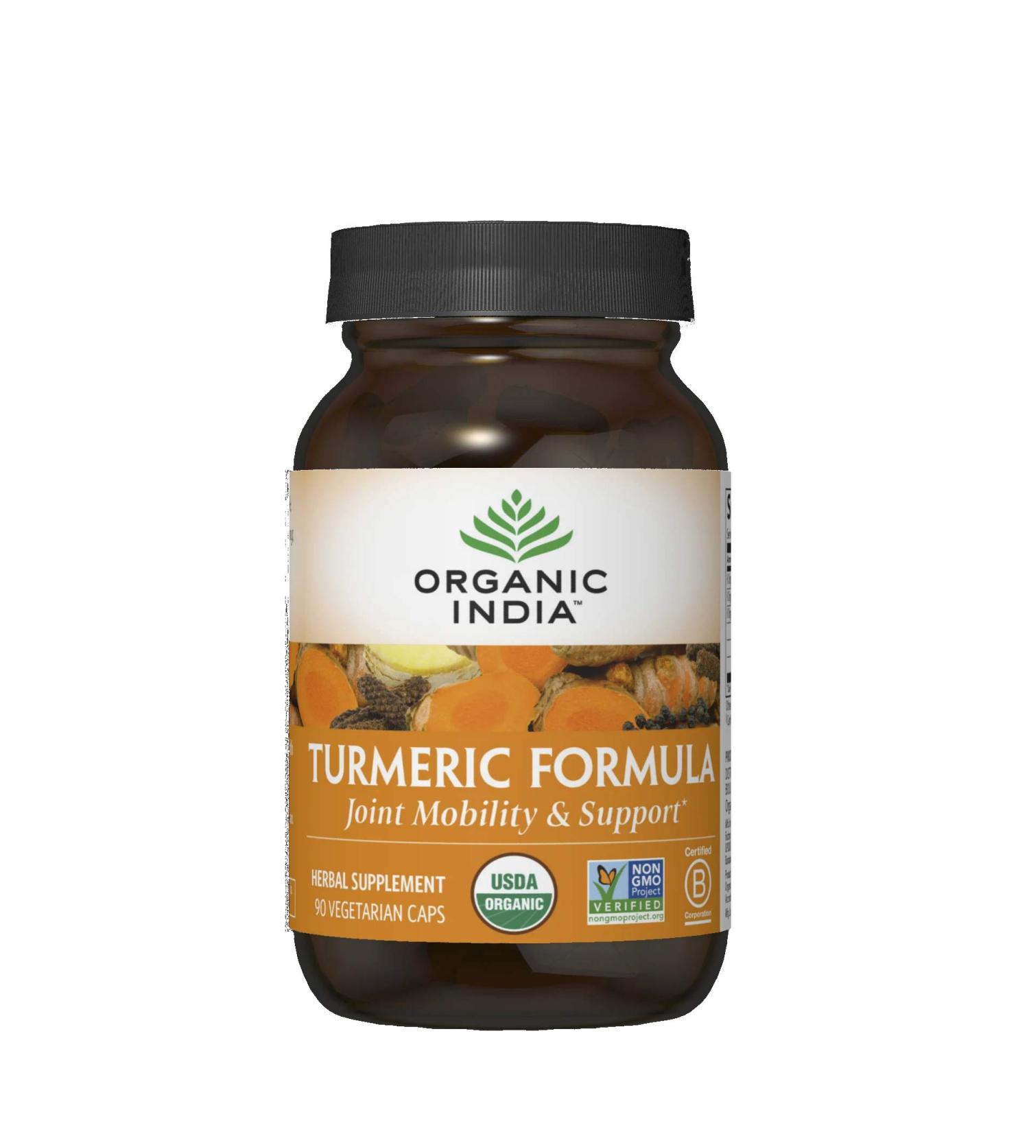Organic India Turmeric Curcumin Supplement - Joint Mobility & Immune Support - 90 Capsules - Buy Online on GoSupps.com