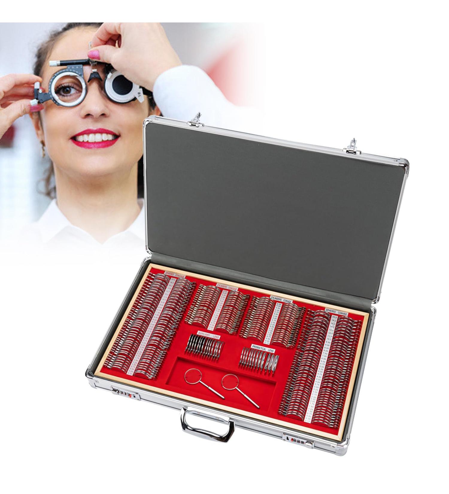 266 PCS Optical Trial Lens Set Metal Rim Optometry Kit Precise Optical Lens Optometry Kit Metal Rim Optometry Test Trial Frame with Aluminium Case - Buy Online on GoSupps.com