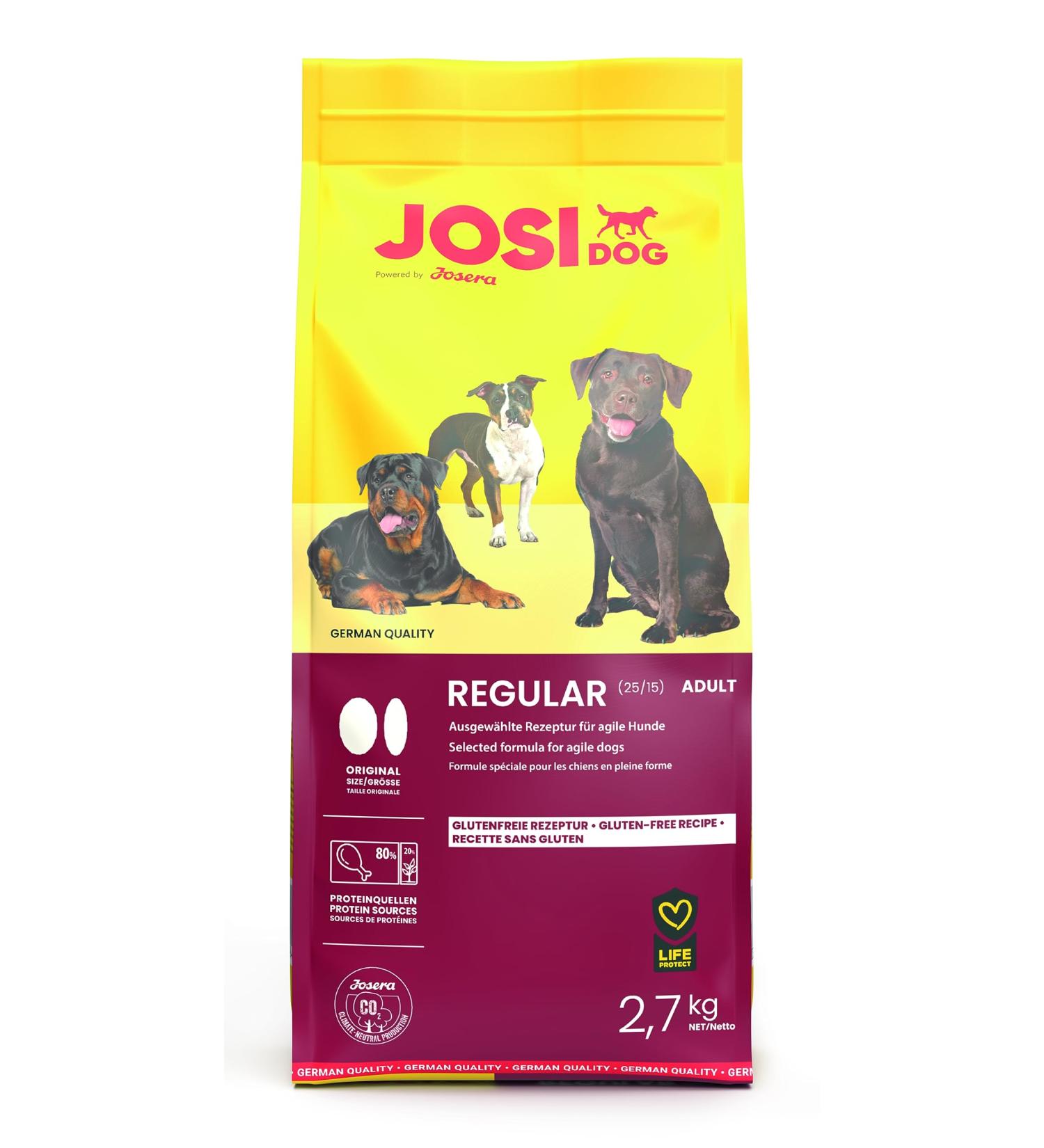 JosiDog Regular (3 x 2.7 kg) | Food for Lightly Active Dogs | Premium Dry Food for Adult Dogs | Powered by Josera - Buy Online on GoSupps.com