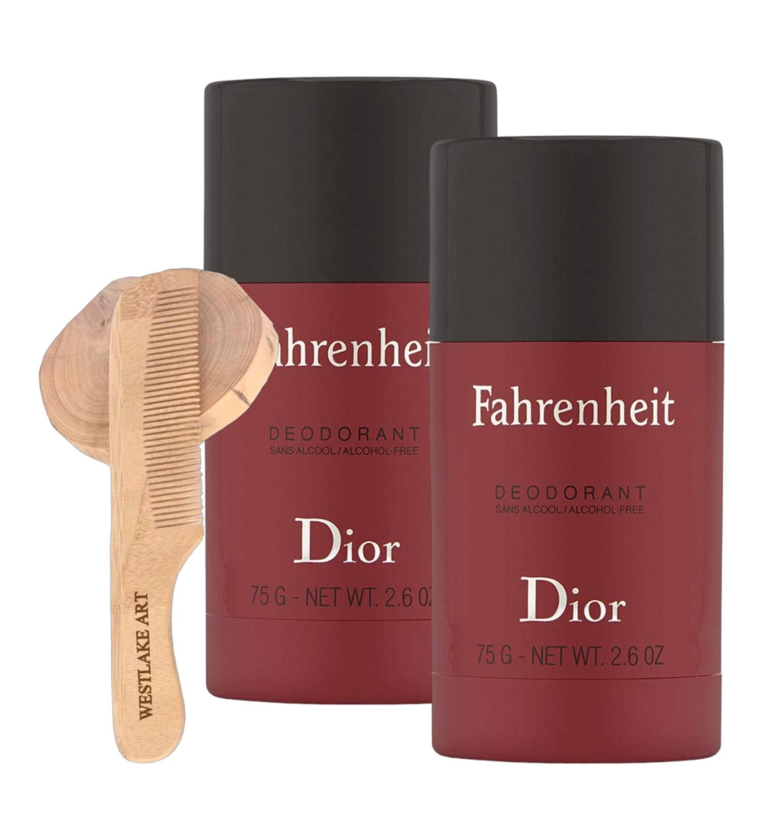 Fahrenheit Deodorant Stick for Men 75ml - Long-Lasting Alcohol-Free Deo with Woody-Floral Musk Scent & Wooden Comb | Pack of 2 - Premium Grooming Essentials - Buy Online on GoSupps.com