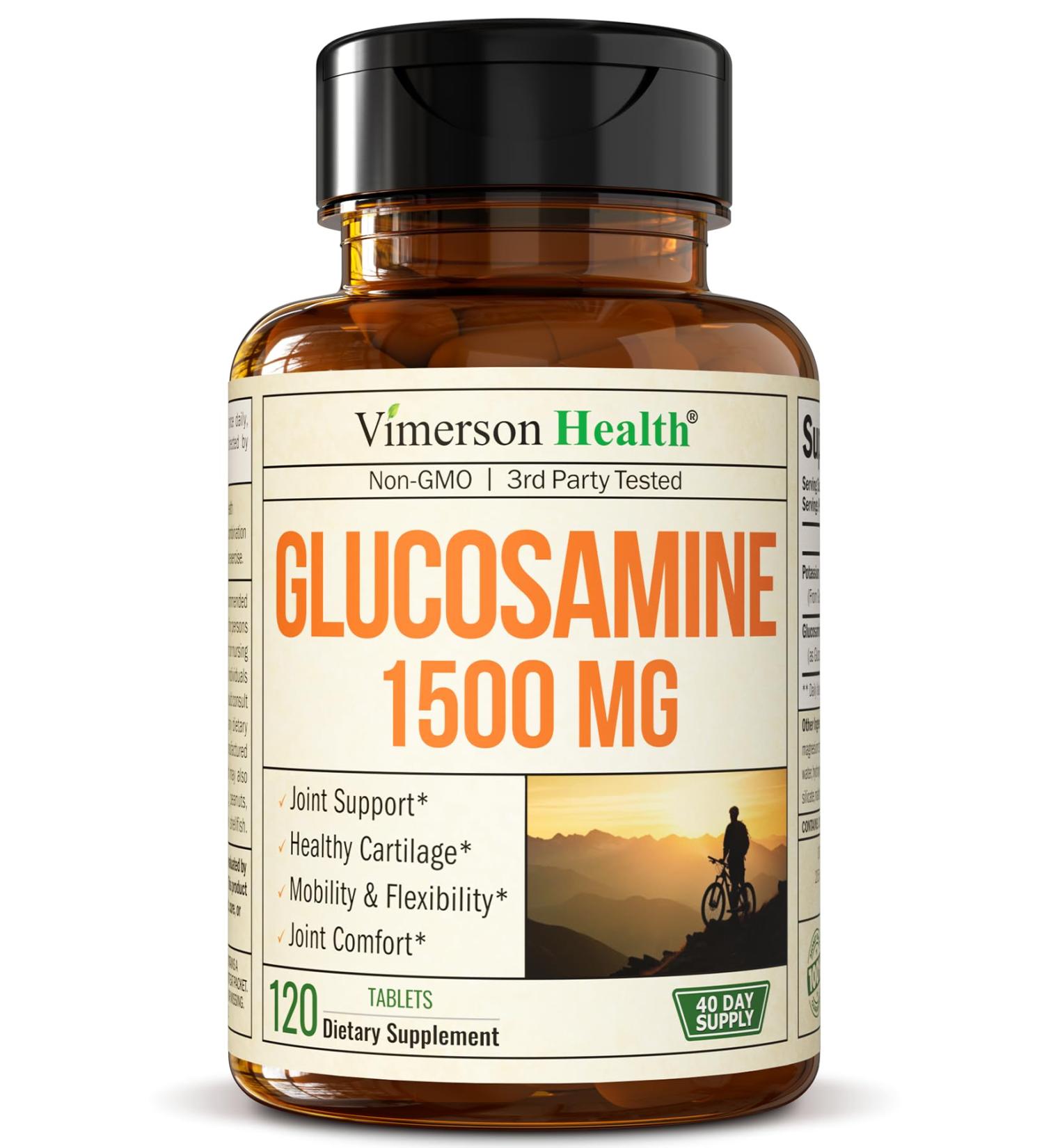 Buy Glucosamine Sulfate 1500mg Joint Support | Cartilage & Bone Health Supplement | 120 Count for Occasional Discomfort Relief - Buy Online on GoSupps.com