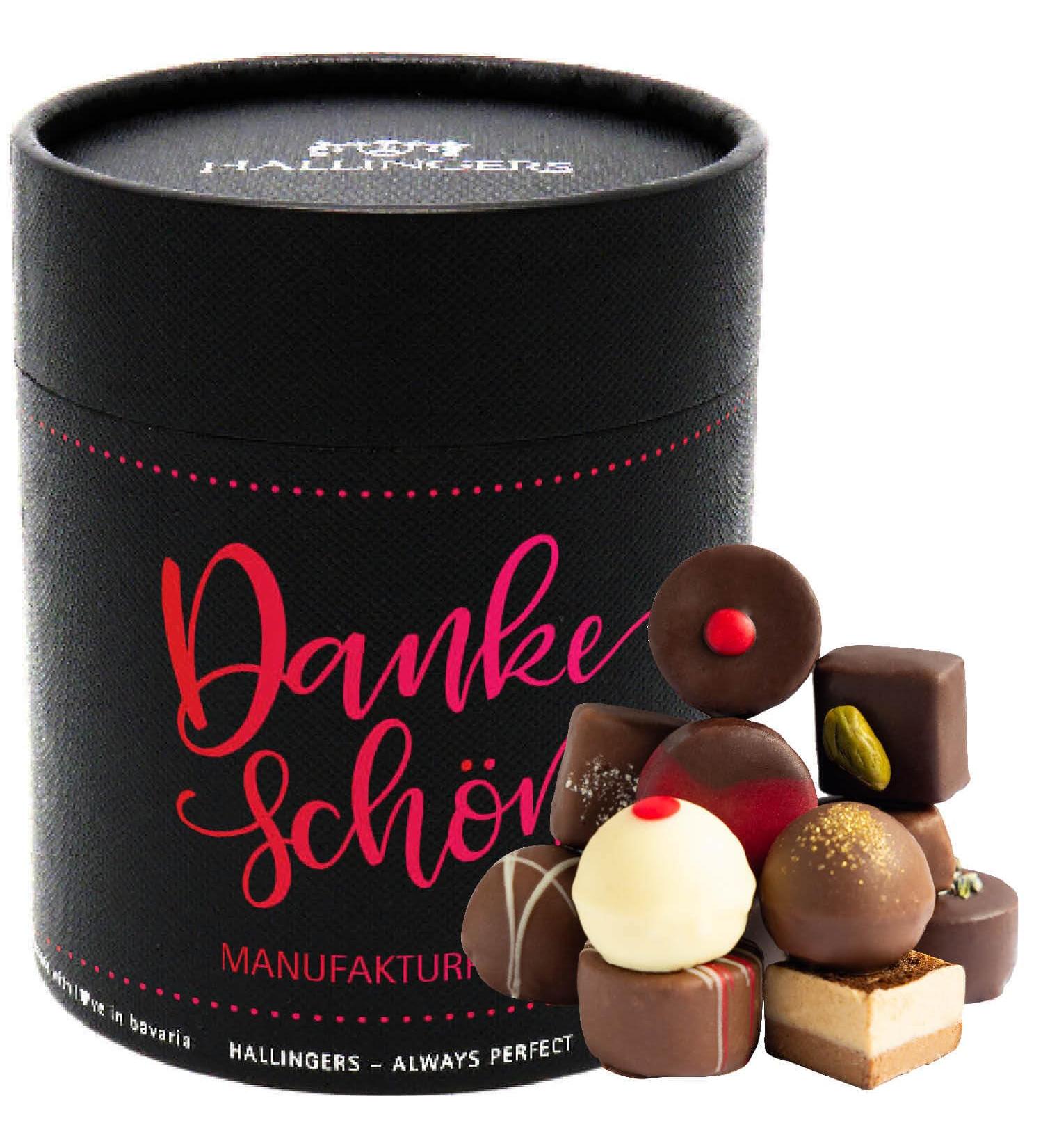 Hallingers Thank You XXL - Handmade Pralines Gift Can (500g) | Alcohol-Free Noble Cocoa Chocolates | Perfect for Mother's Day Father's Day & Birthdays - Buy Online on GoSupps.com