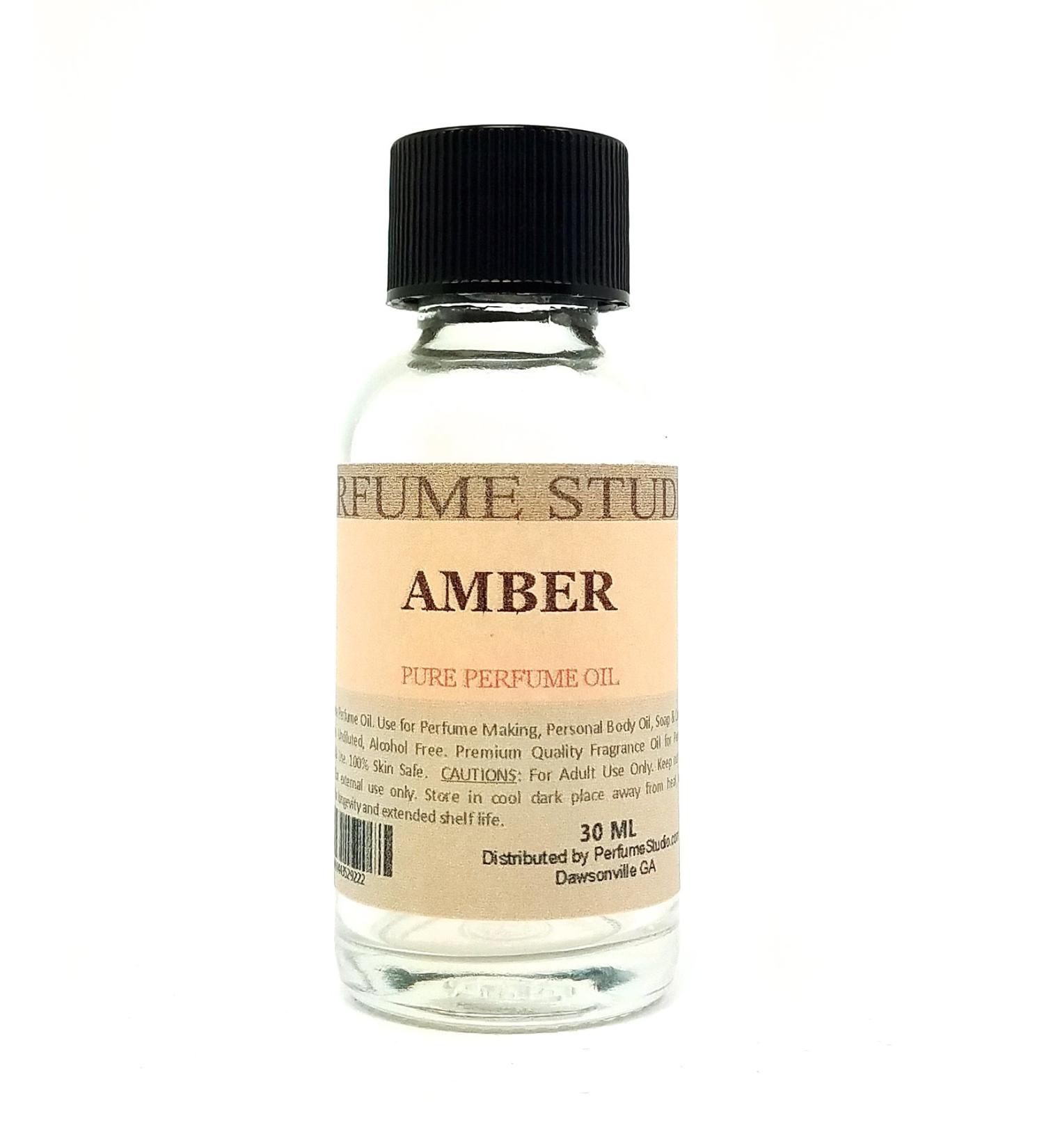 Amber Perfume Oil for Perfume Making Personal Body Oil Soap Candle Making & Incense Splash-On Clear Glass Bottle. Premium Quality Undiluted & Alcohol Free (1oz Amber Fragrance Oil)