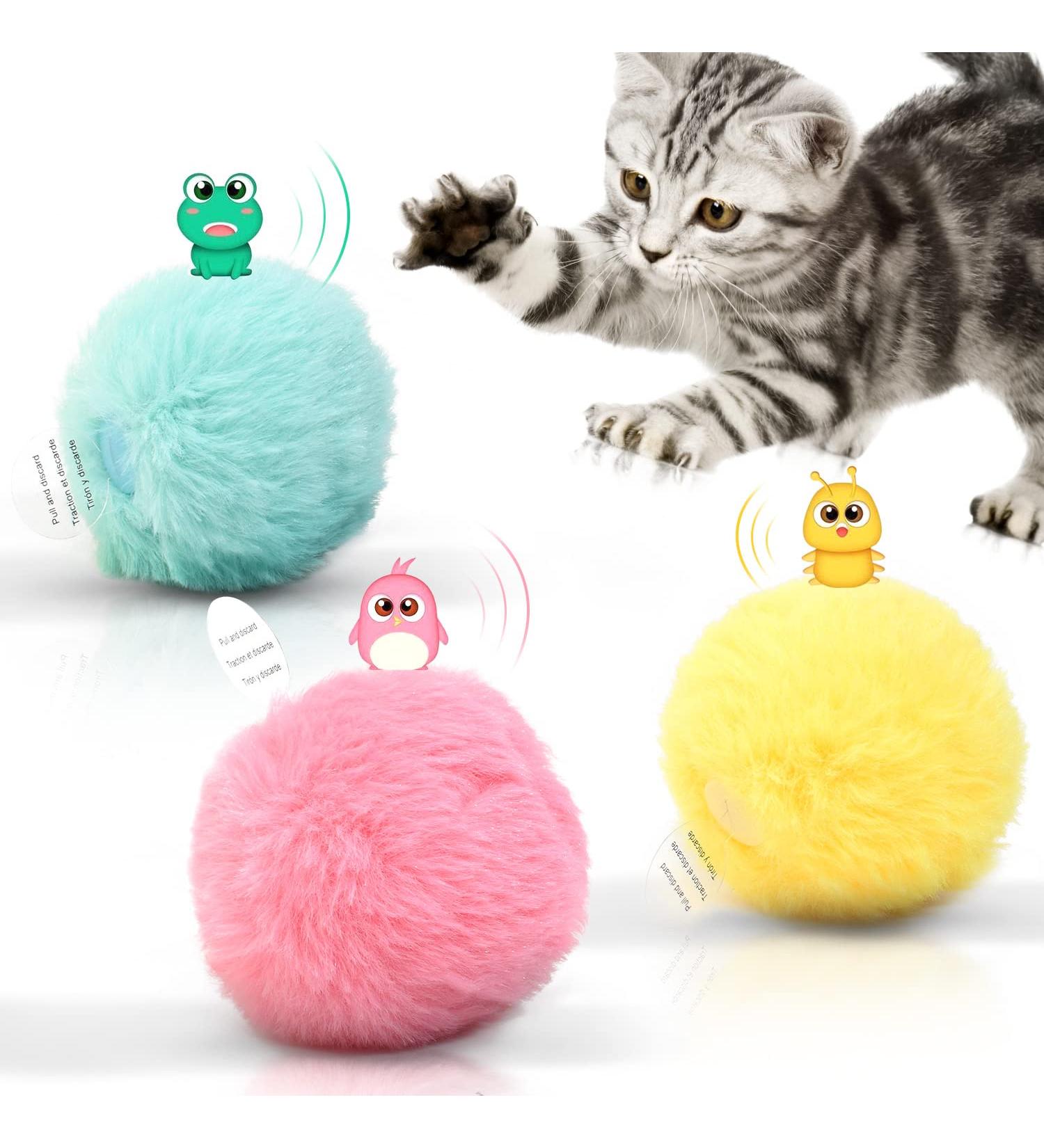 Potaroma Fluffy Plush Cat Ball Toys - 3 Pack with SilverVine and Catnip - Interactive Chirping Balls for Cats - Lifelike Animal Sounds - Fun Exercise Toys - Buy Online on GoSupps.com