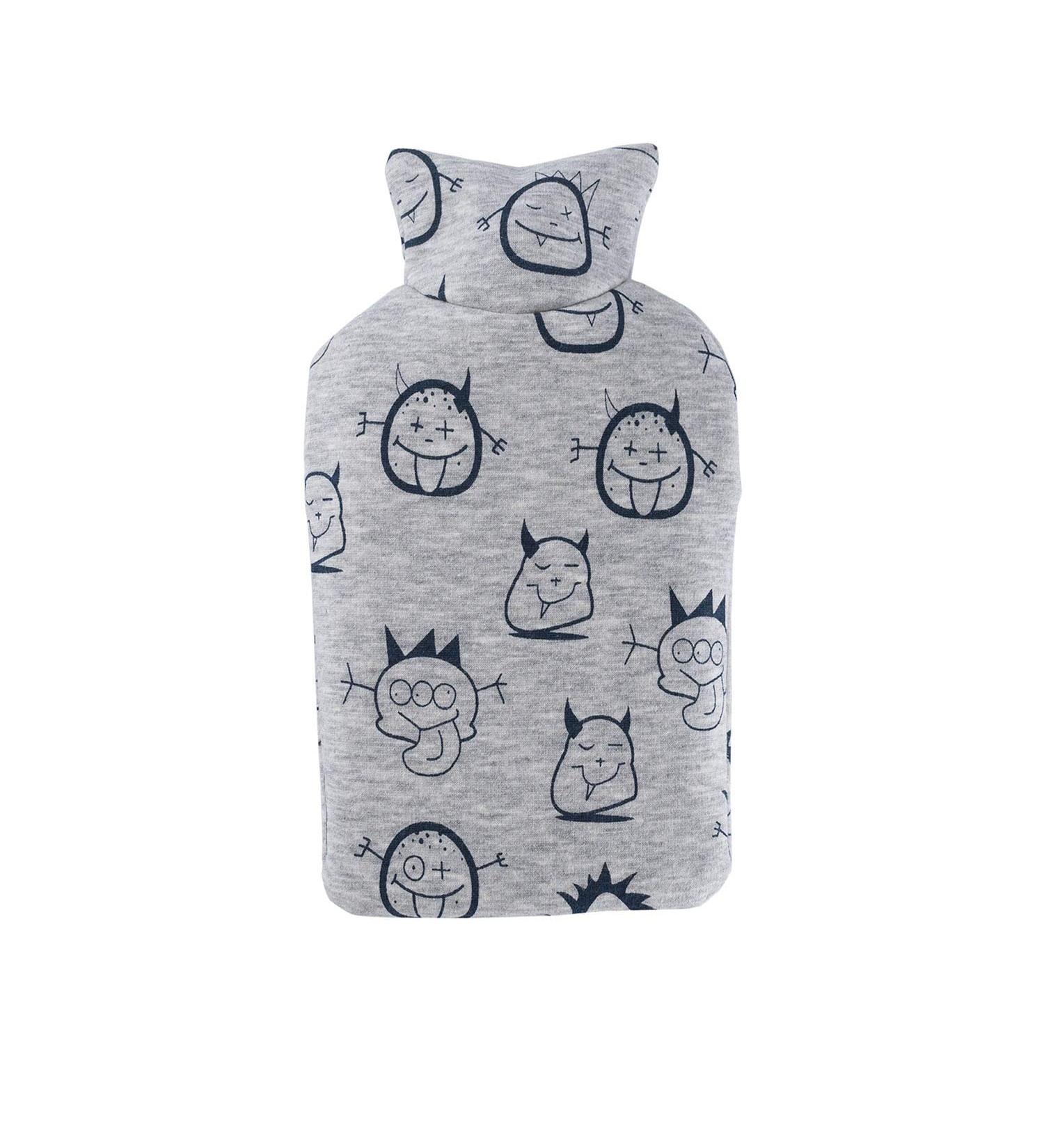 Hugo Frosch Kids Eco Hot Water Bottle 0.8L with Sweat Cover - Laughing Spirits Design | Eco-Friendly Comfort for Children - Buy Online on GoSupps.com