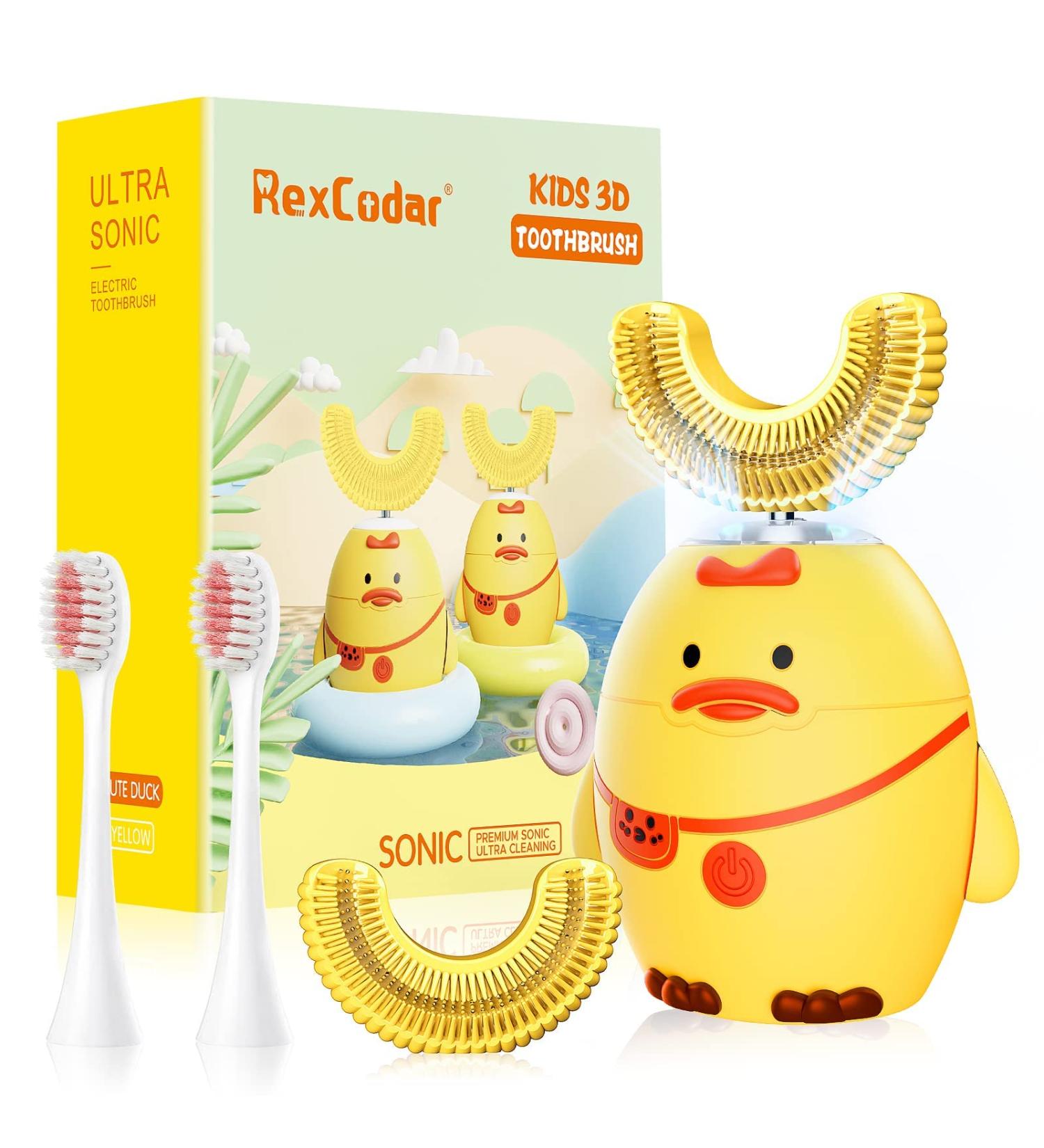 RexCodar Kids Electric Toothbrush | Cartoon Duck | Ages 2-6 | 5 Smart Modes | IPX7 Waterproof - Buy Online on GoSupps.com