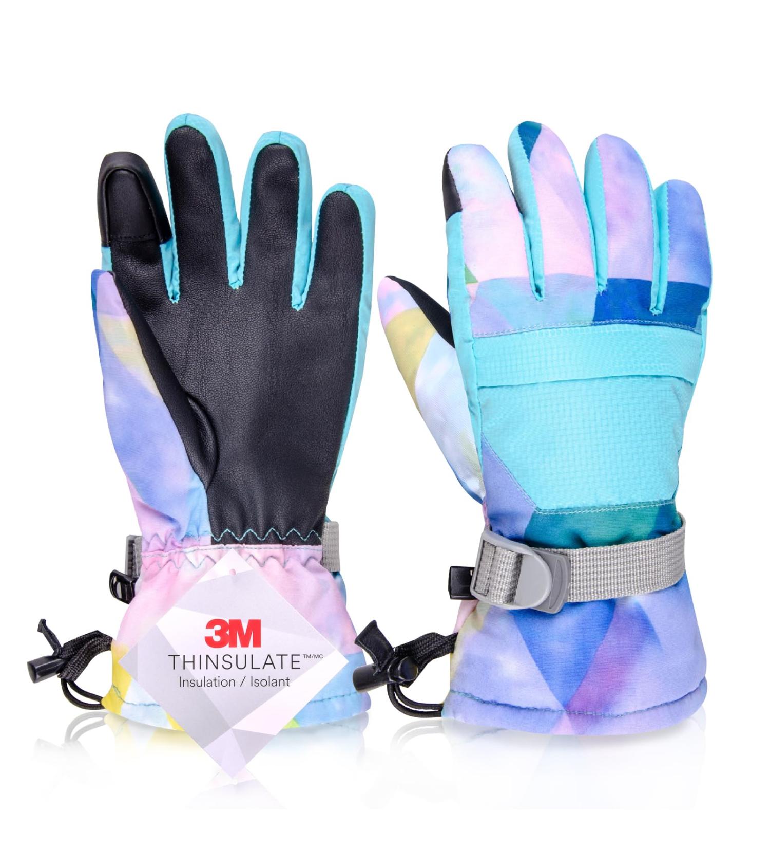 Azarxis Warm Thermal Ski Gloves for Kids - Windproof Winter Gloves for Boys & Girls (Age 9-13) - Hellblau S - Buy Online on GoSupps.com