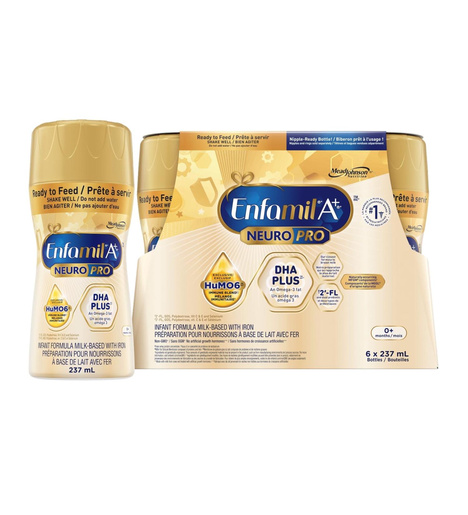 Enfamil A+ NeuroPro Baby Formula Ready to Feed with an expert-recommended level of DHA* with our exclusive blend including 2 FL for immune support 0-12 months 6ct x 237mL - Buy Online on GoSupps.com