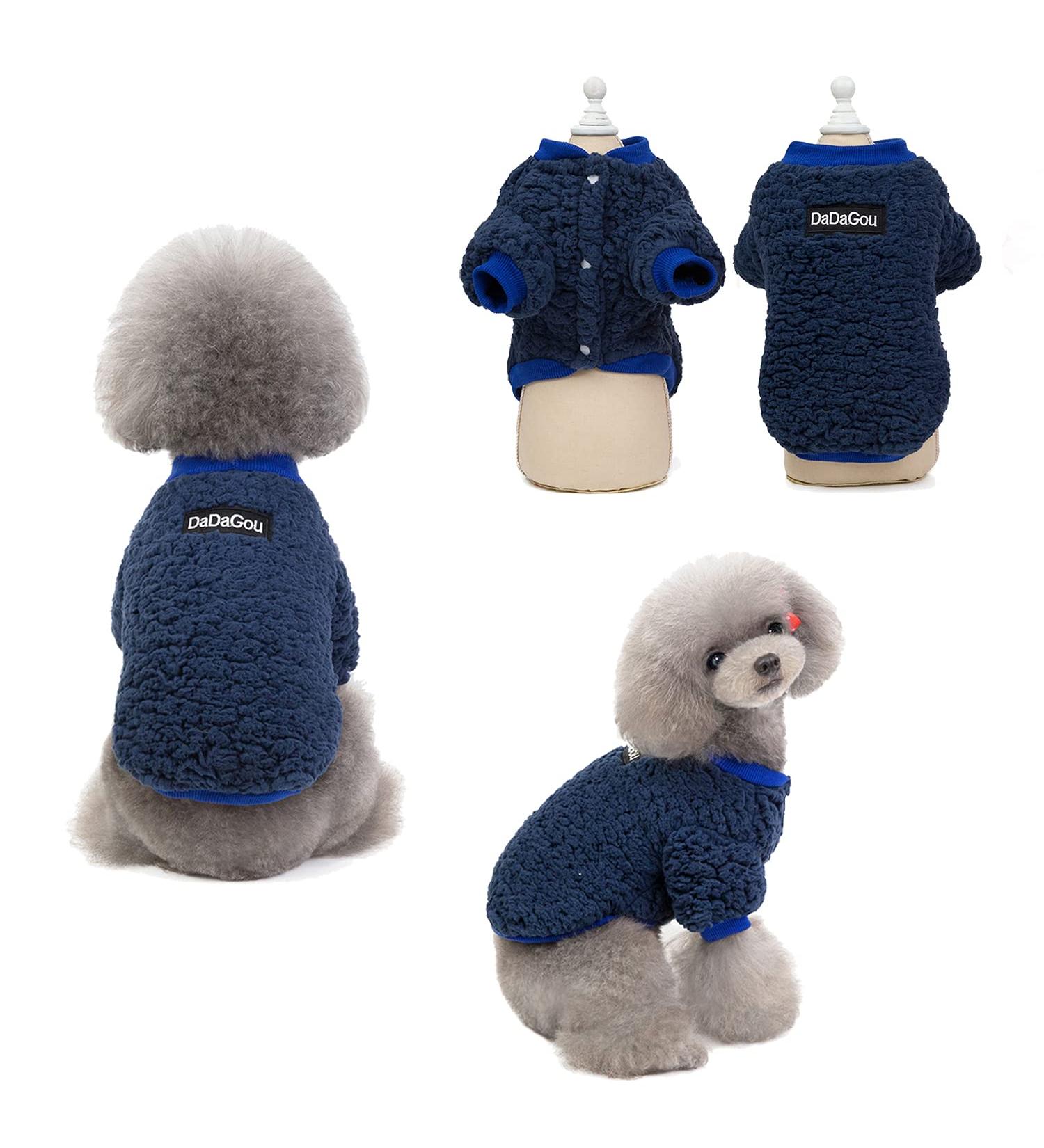 Buy Tineer Warm Fleece Winter Dog Coat for Small & Medium Dogs - Dark Blue Kashmir Jacket | International Shipping - Buy Online on GoSupps.com