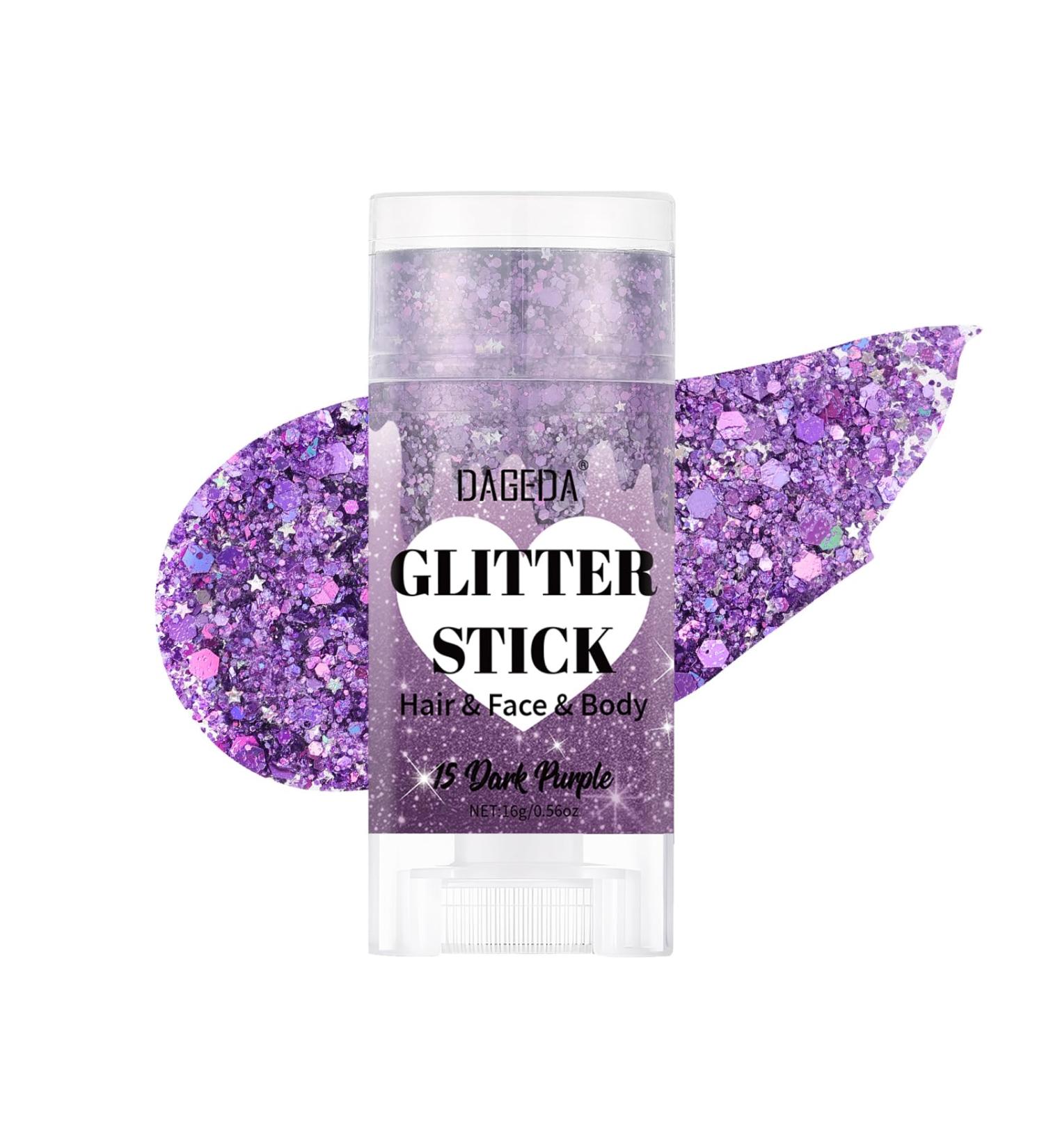  Prreal Glitter stick for the body glitter gel face makeup holographic sequins mermaid rave outfit festival accessories dark purple - Buy Online on GoSupps.com