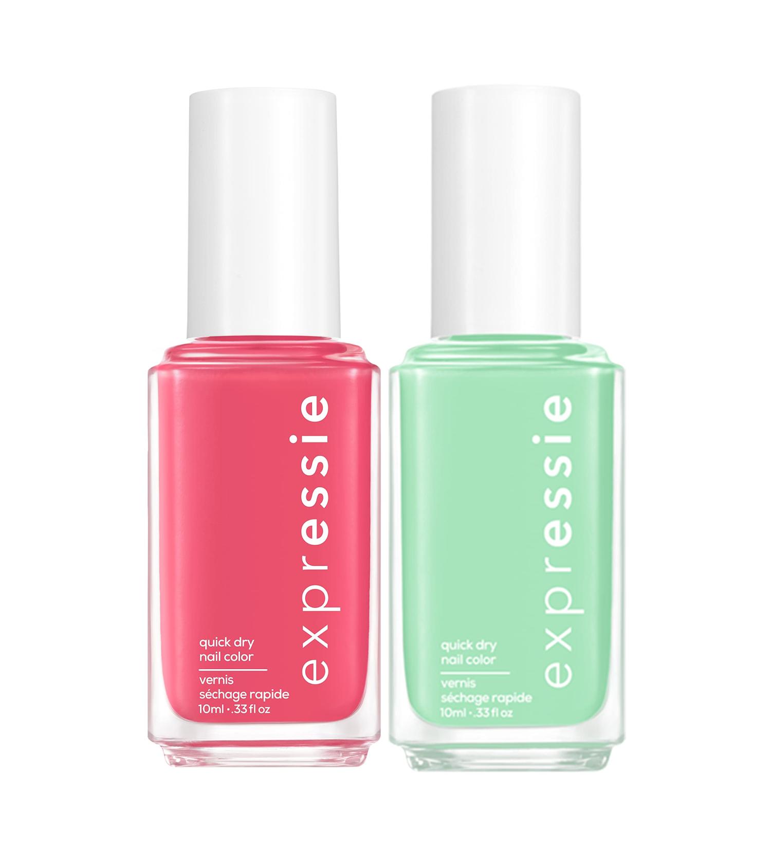 essie Expressie Color On The Fly Kit: Bright Pink & Green | Quick-Dry Nail Polish | 8-Free Vegan Formula | 1 Kit - Buy Online on GoSupps.com