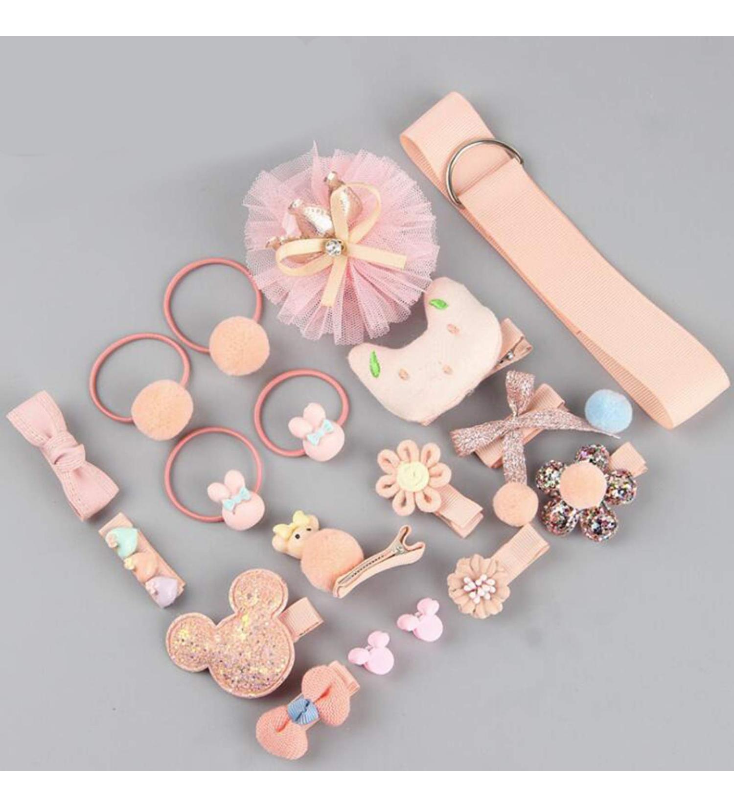 Snowbud 18-Part Hair Clip Set for Little Girls - Cute Hair Accessories Ropes & Clips for Toddlers & Children | Perfect Birthday Gift! - Buy Online on GoSupps.com