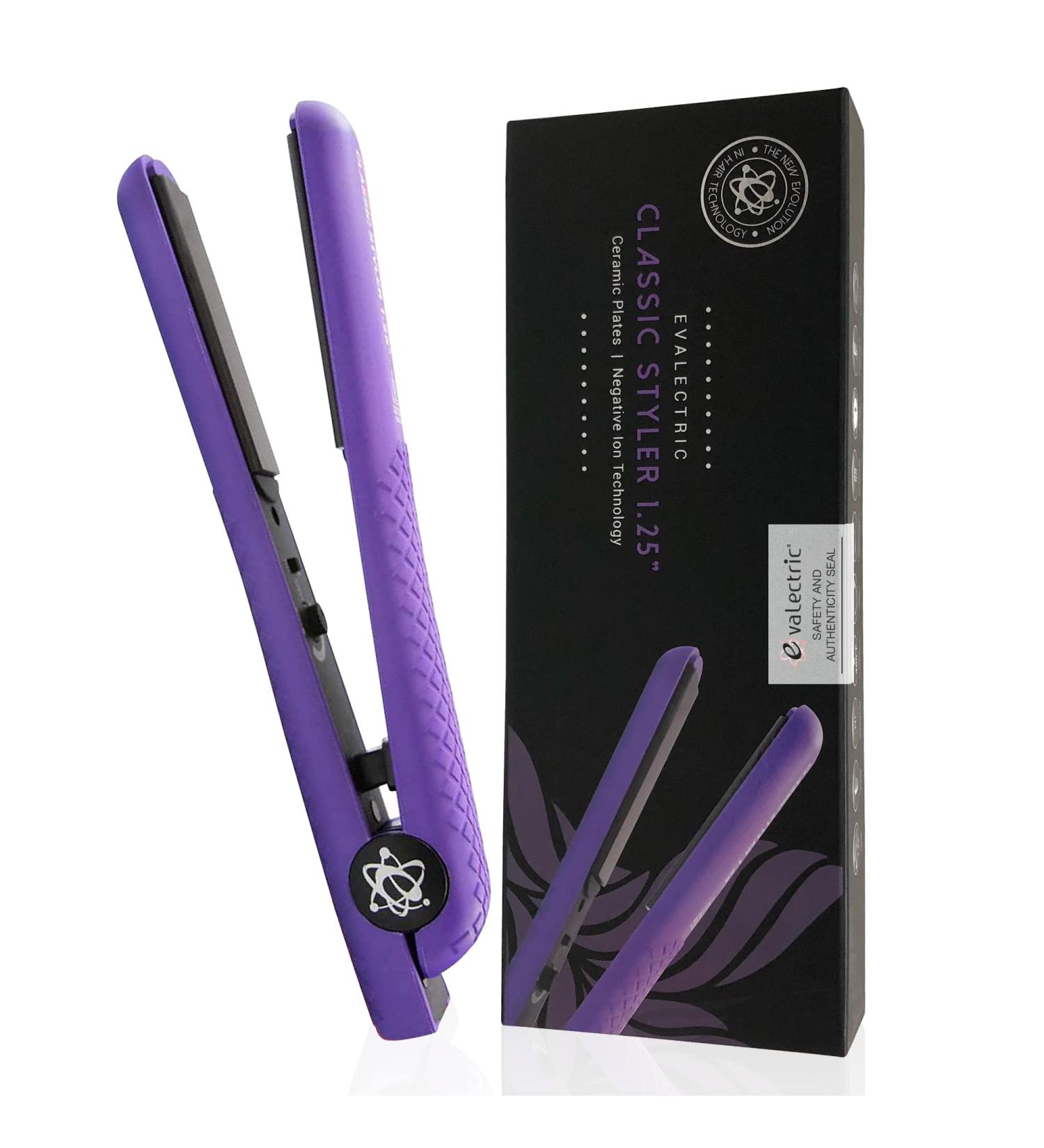 Classic Styler Ceramic Flat Iron - 1.25 Inch Floating Plates - Dual Voltage Hair Straightener - Healthy Hair Negative Ion Technology - Deep Purple - Buy Online on GoSupps.com