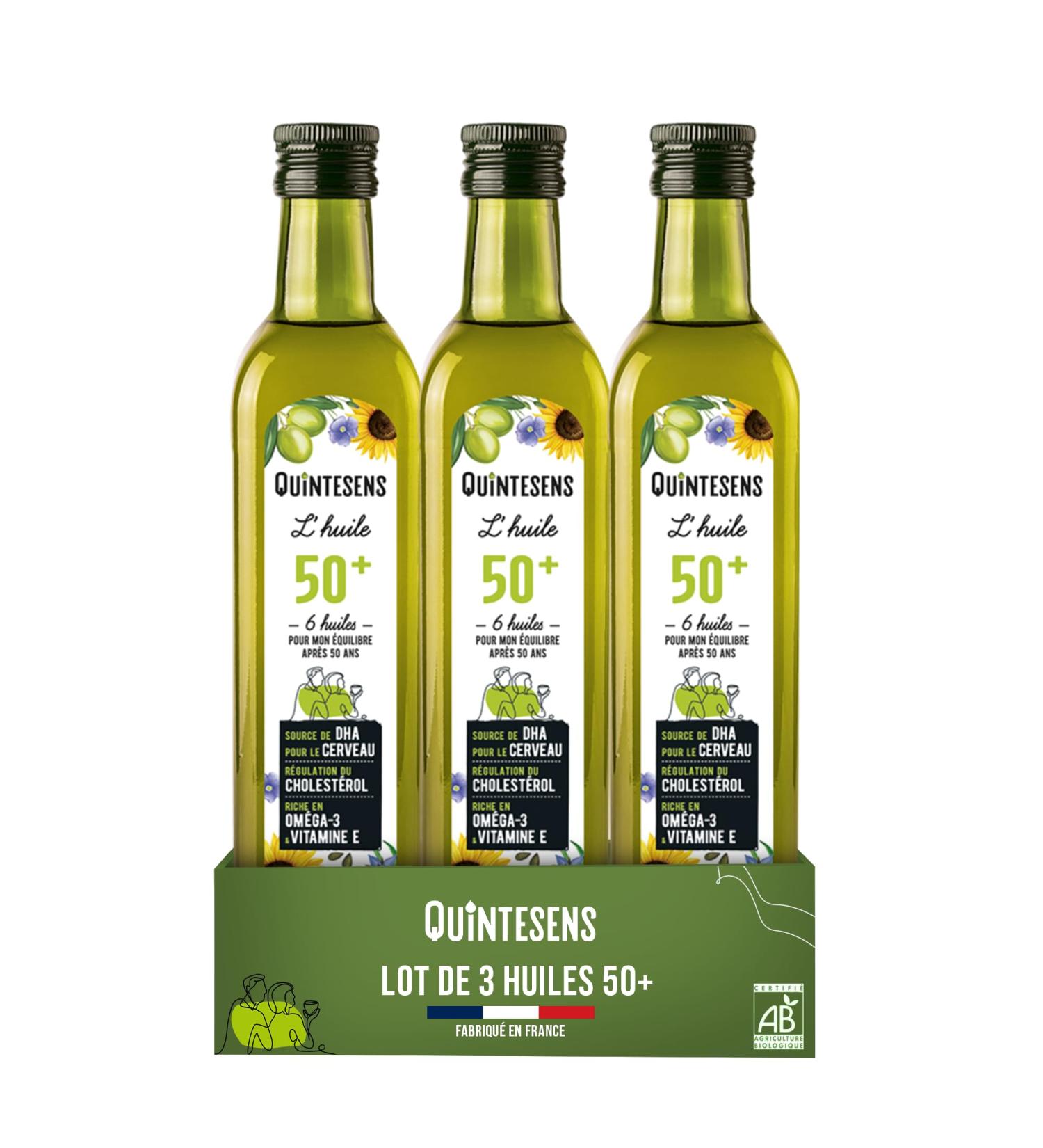 Lot of 3 Senior Oils (50+) QUINTESENS 500ml - Maintenance of Vitality & Beauty - Cholesterol Regulation & Support - Buy Online on GoSupps.com